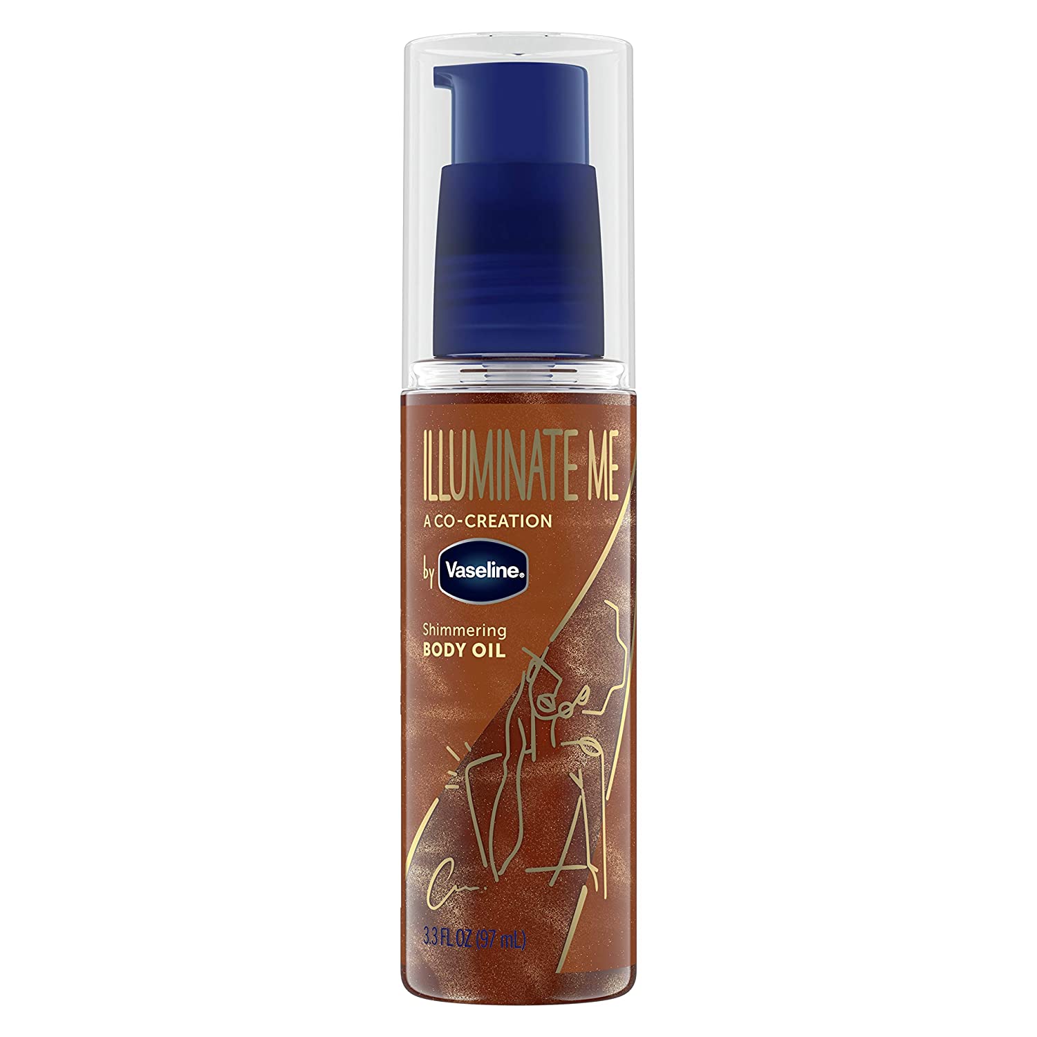 Vaseline Illuminate Me Shimmering Body Oil for Melanin Rich Skin, 3.3 OZ