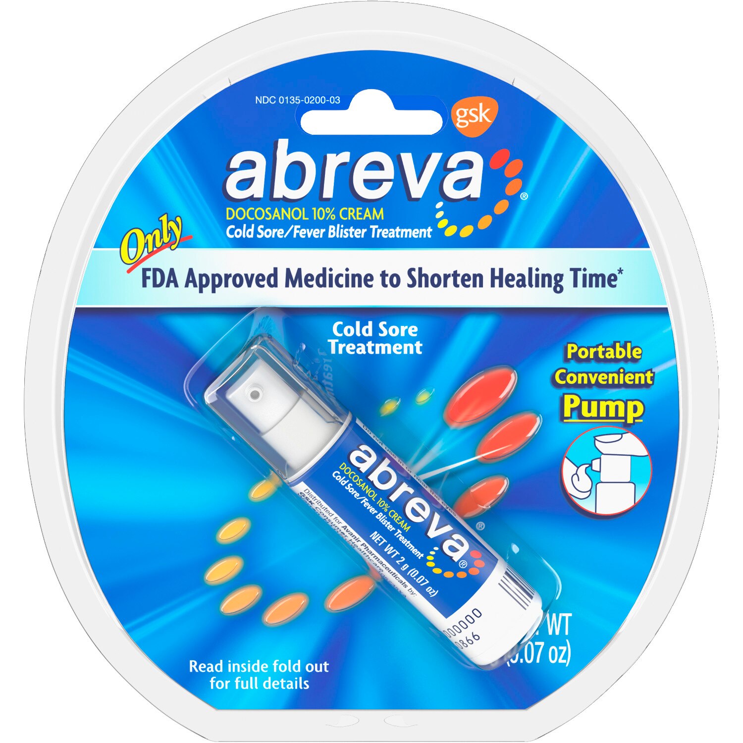 Abreva Cold Sore + Fever Blister Treatment, 2 g