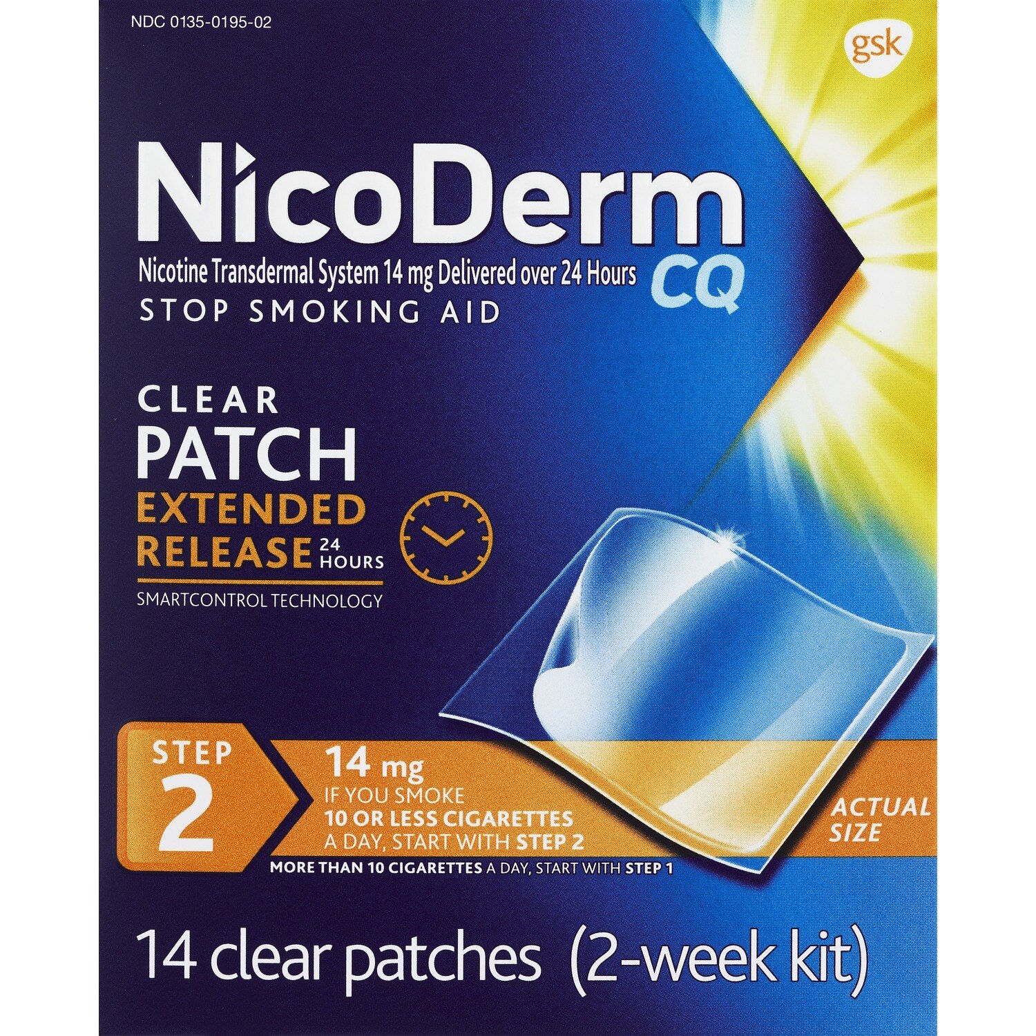 NicoDerm CQ Nicotine Patches to Stop Smoking, Step 2 - 14 Count