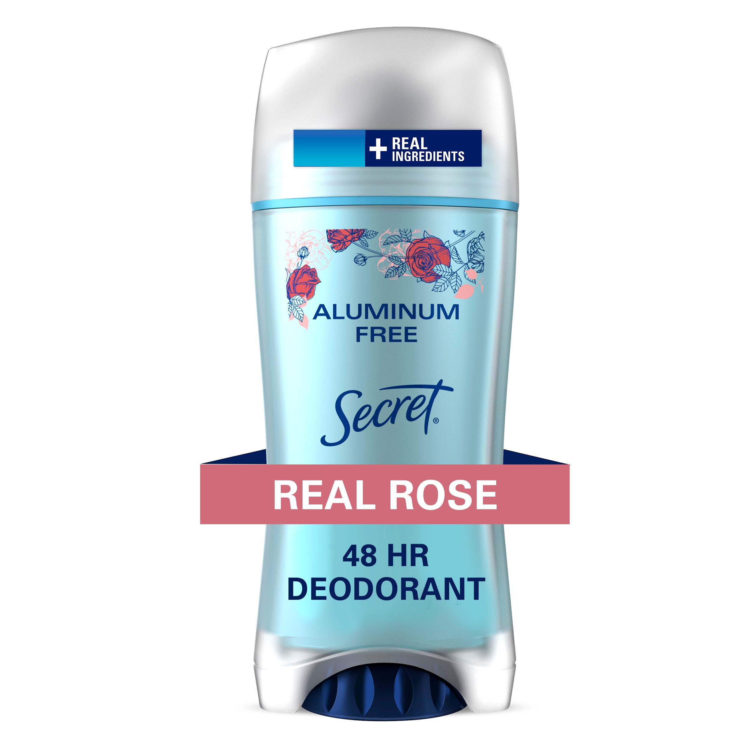 Secret Aluminum Free 48-Hour Deodorant Stick, Real Rose, 2.4 OZ