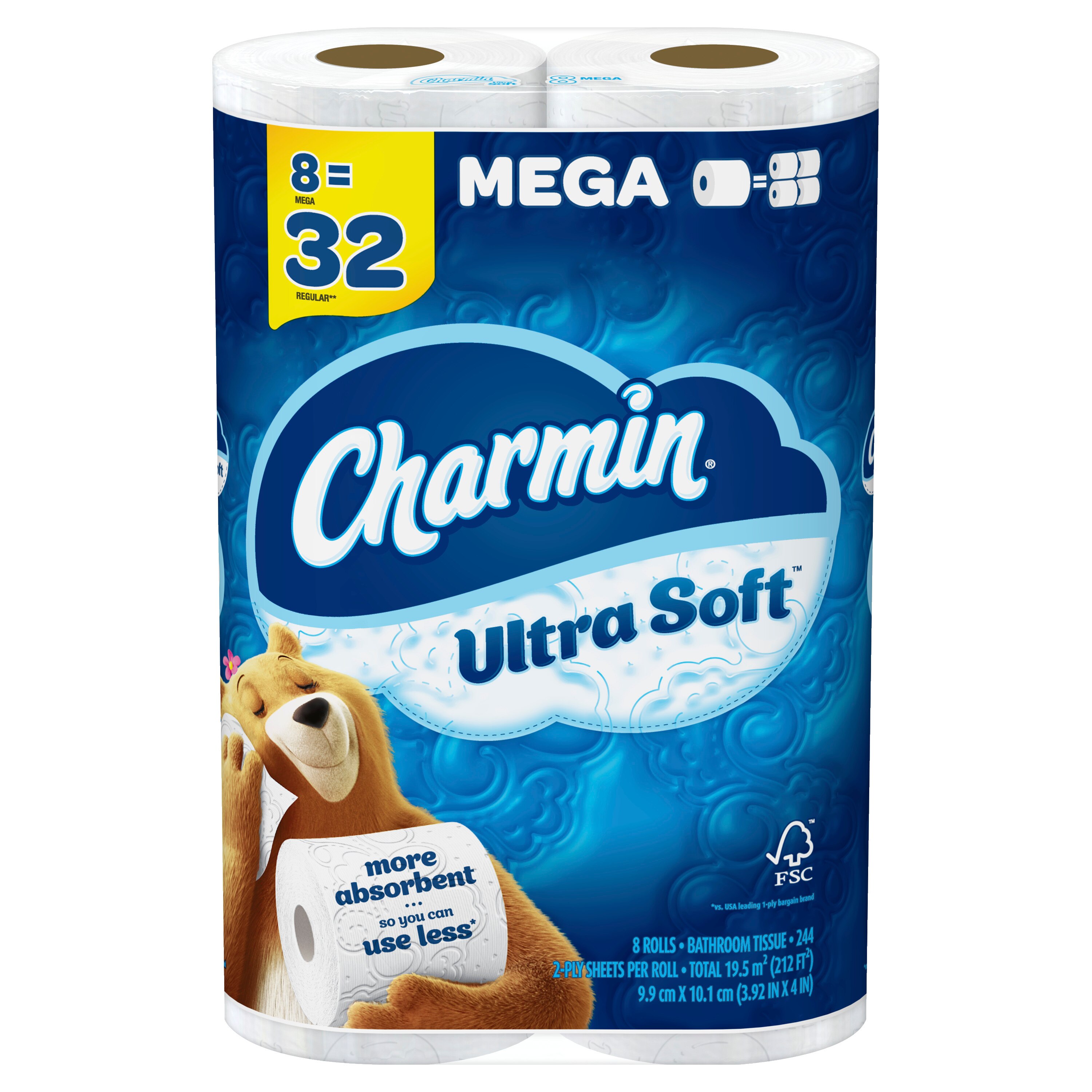Charmin Ultra Soft Toilet Paper 8 Mega Rolls, 224 Sheets Per Roll