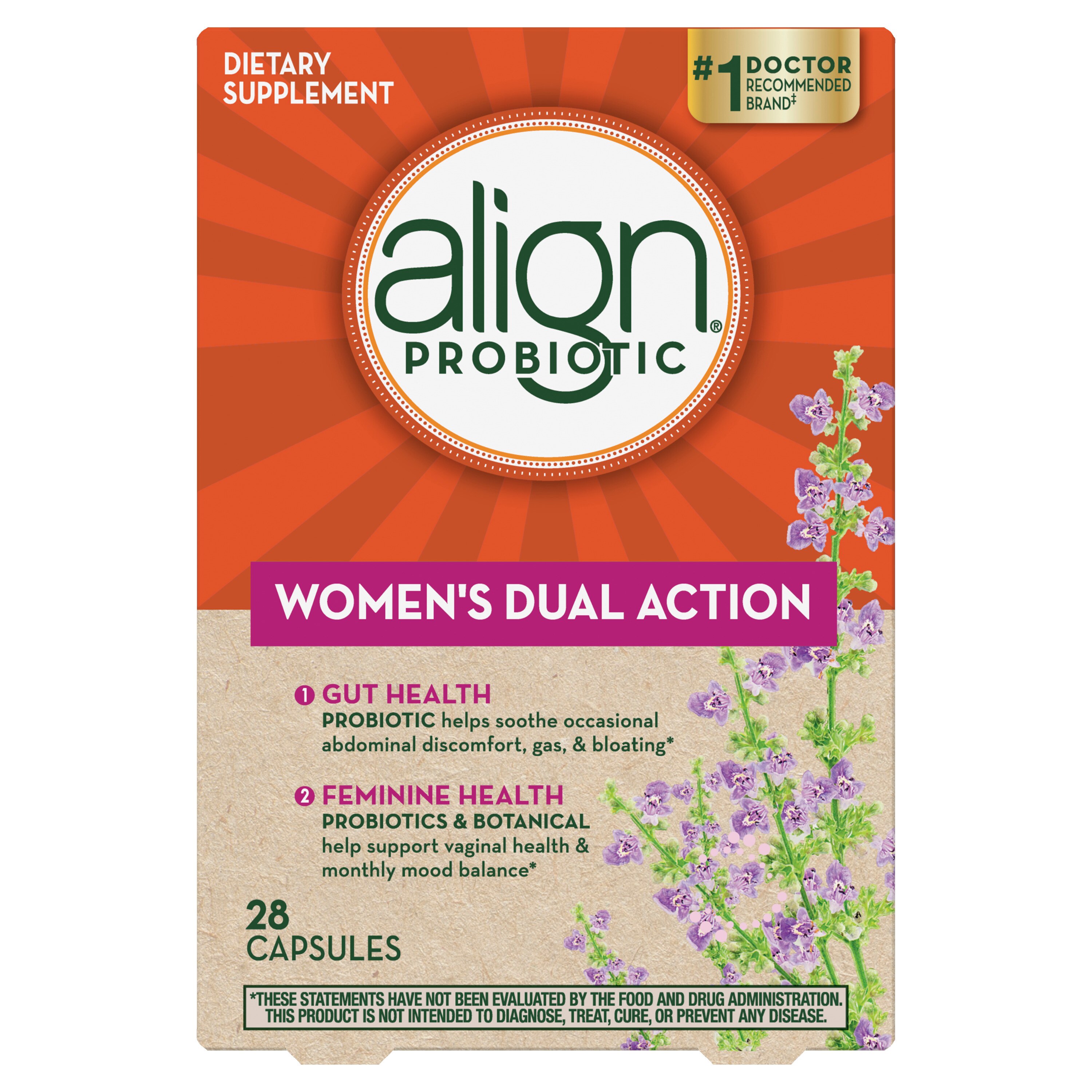 Align Probiotic Women's Dual Action Gut & Feminine Health Capsules, 28 CT