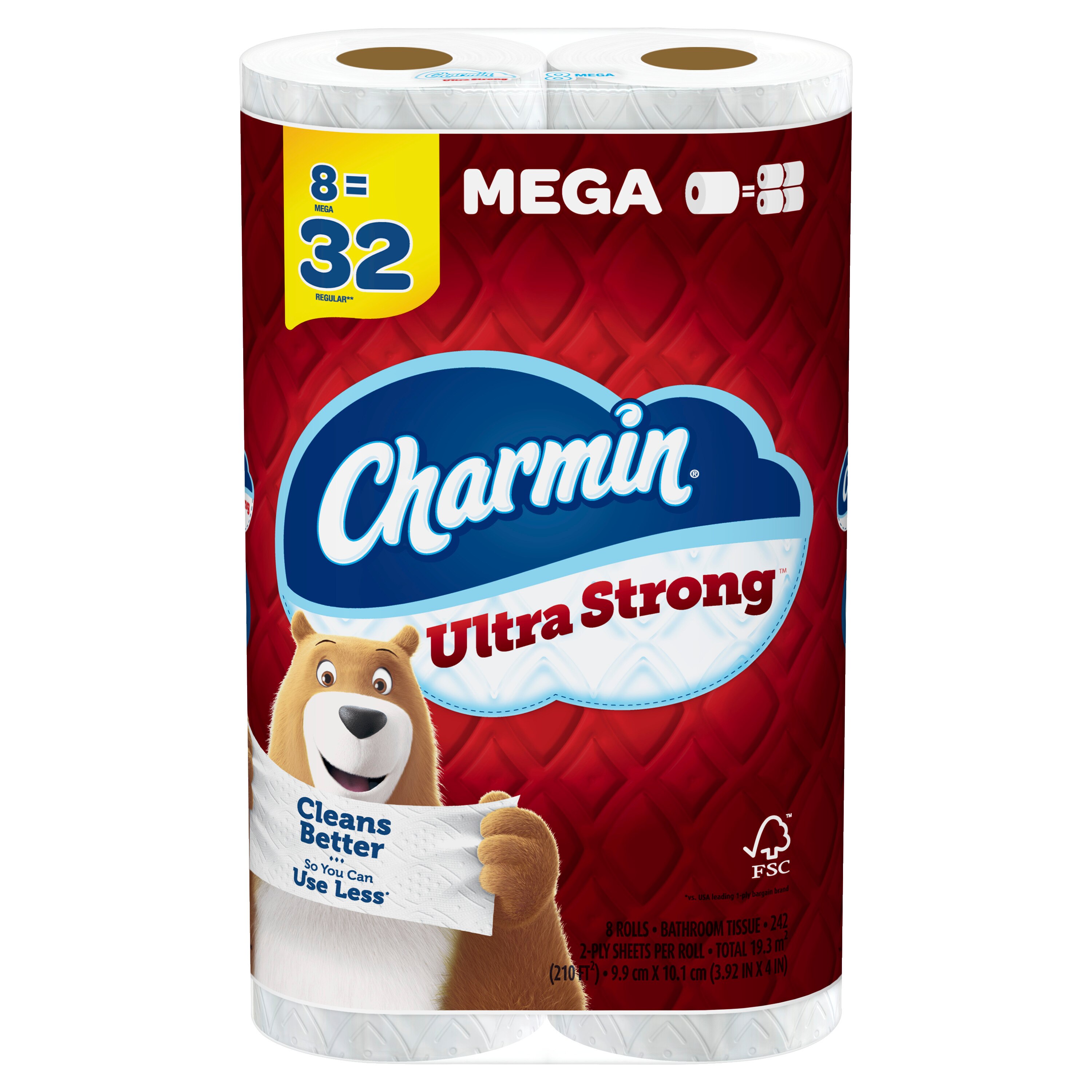 Charmin Ultra Strong Toilet Paper 8 Mega Rolls, 242 Sheets Per Roll