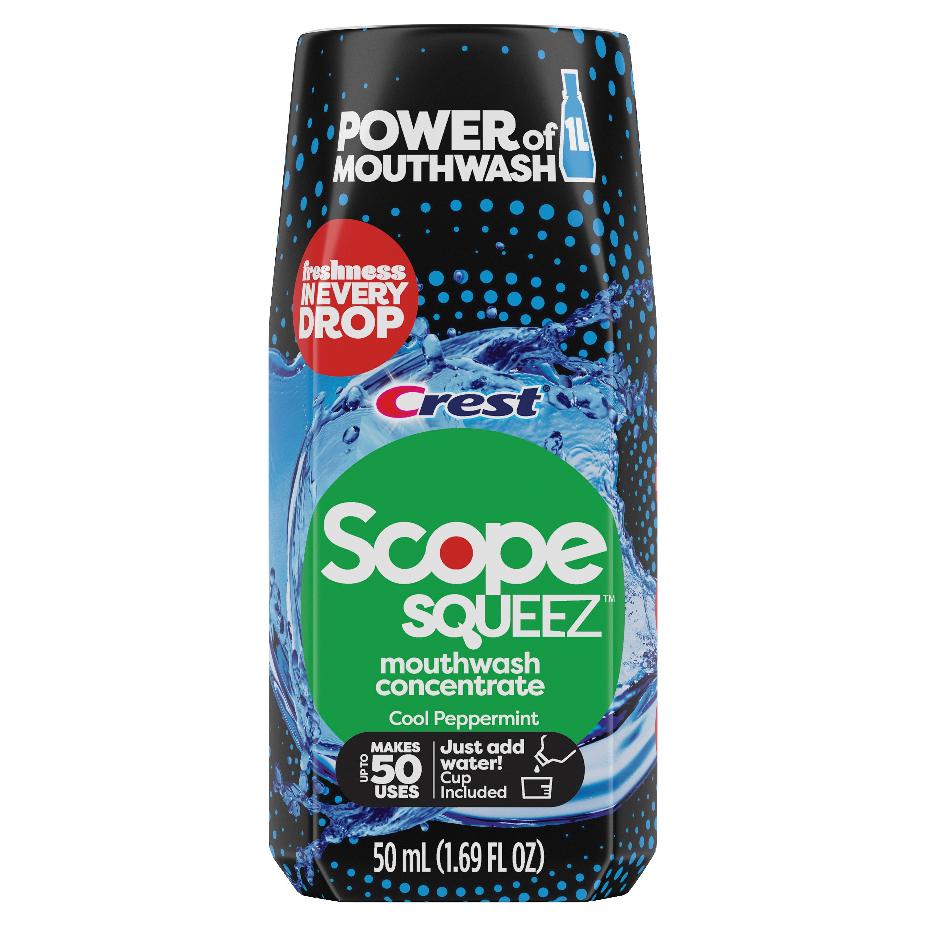 Scope Squeez Mouthwash Concentrate, 50mL Makes up to 50 Uses, Cool Peppermint