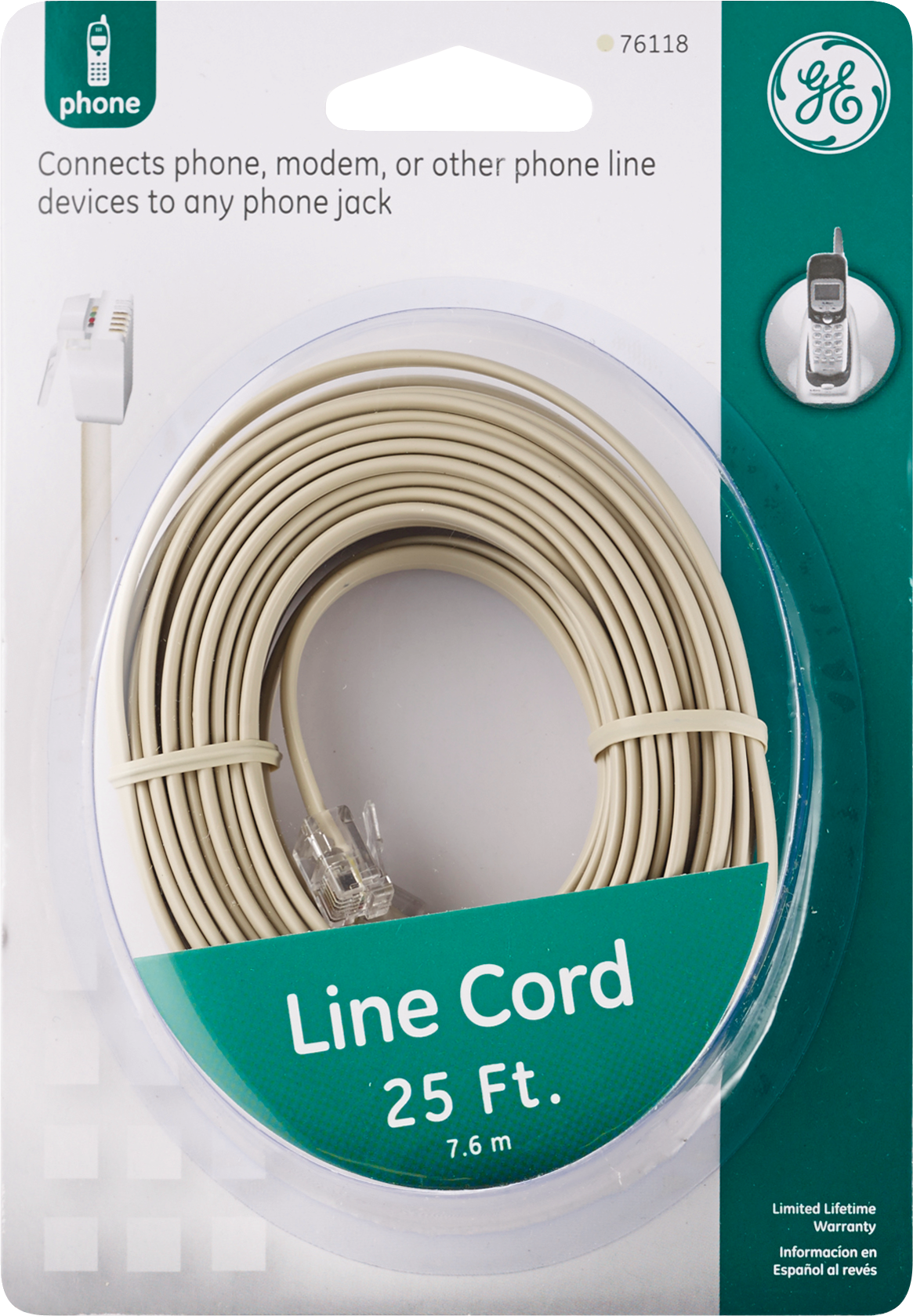 GE Phone Line Cord, 25'