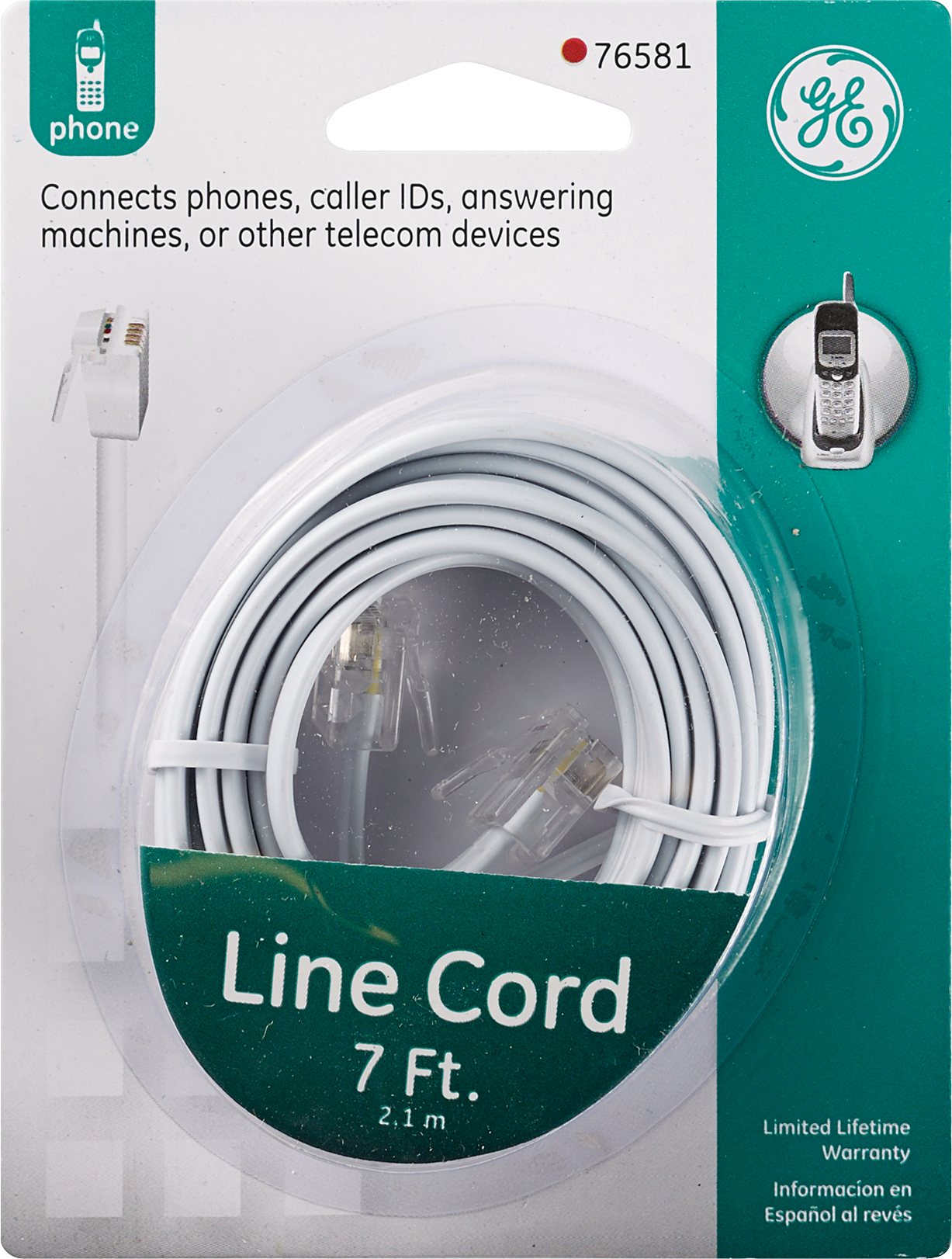 GE Phone Line Cord, 7'