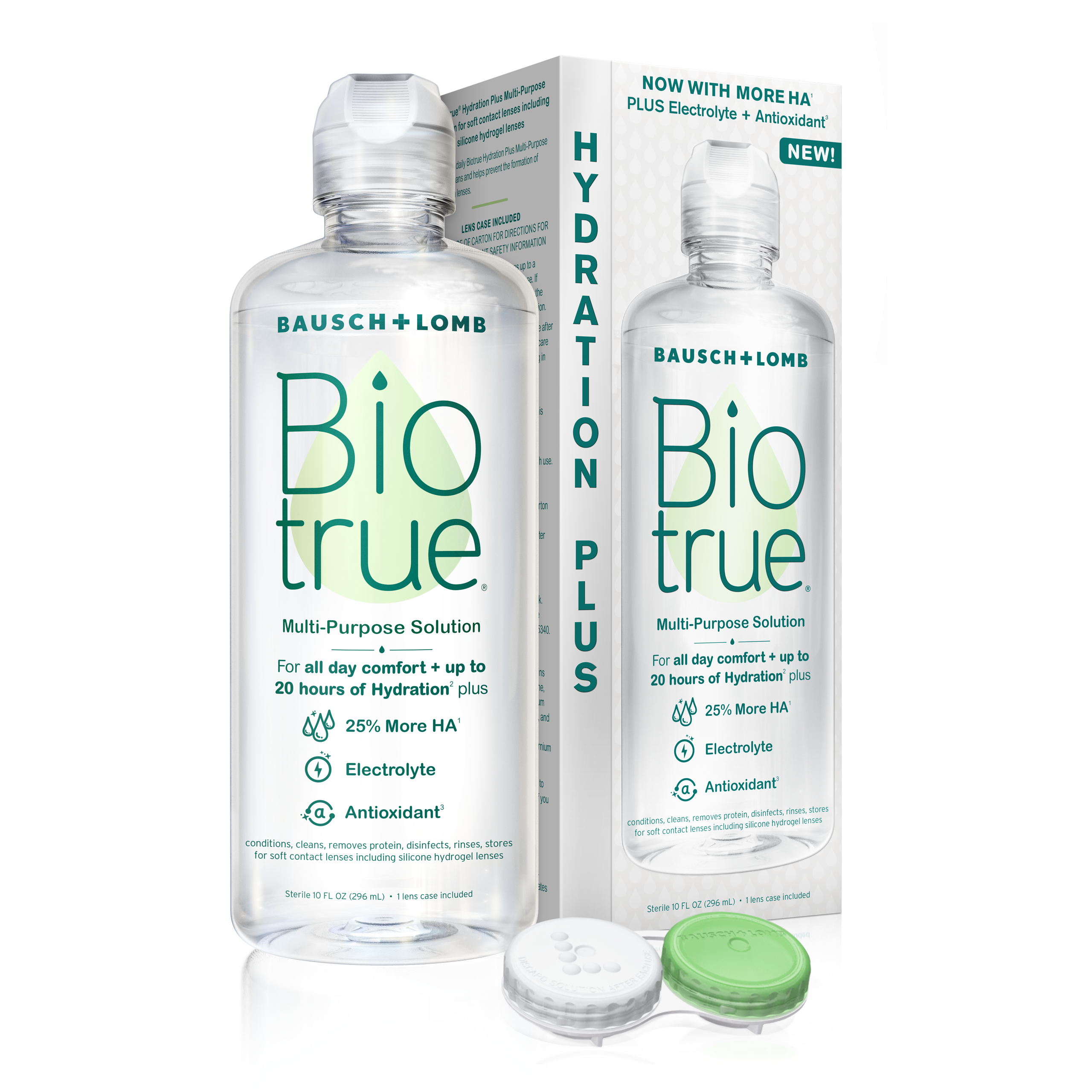 Biotrue Hydration Plus Contact Lens Solution, Multi-Purpose Solution for Soft Contact Lenses, Lens Case Included