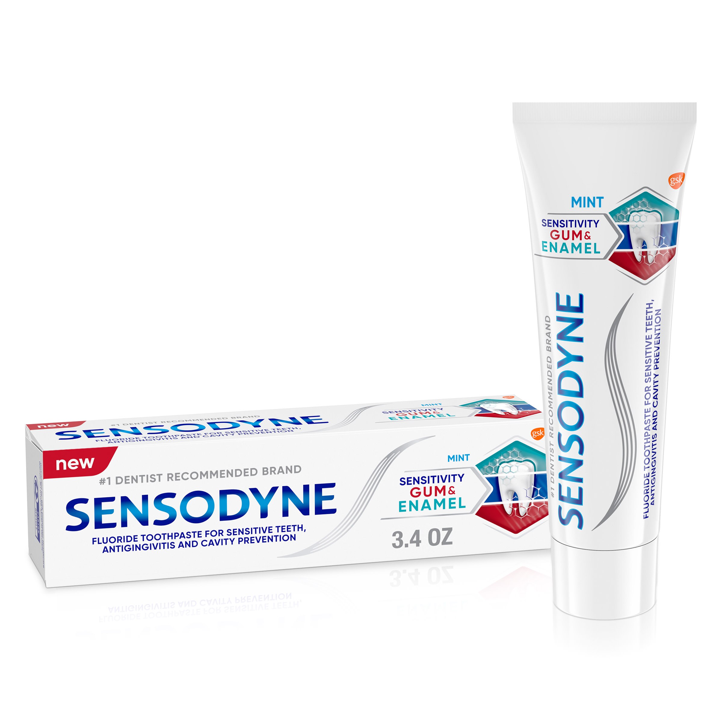 Sensodyne Sensitivity Gum and Enamel Fluoride Toothpaste for Sensitive Teeth, Antigingivitis, and Cavity Protection, Mint, 3.4 OZ