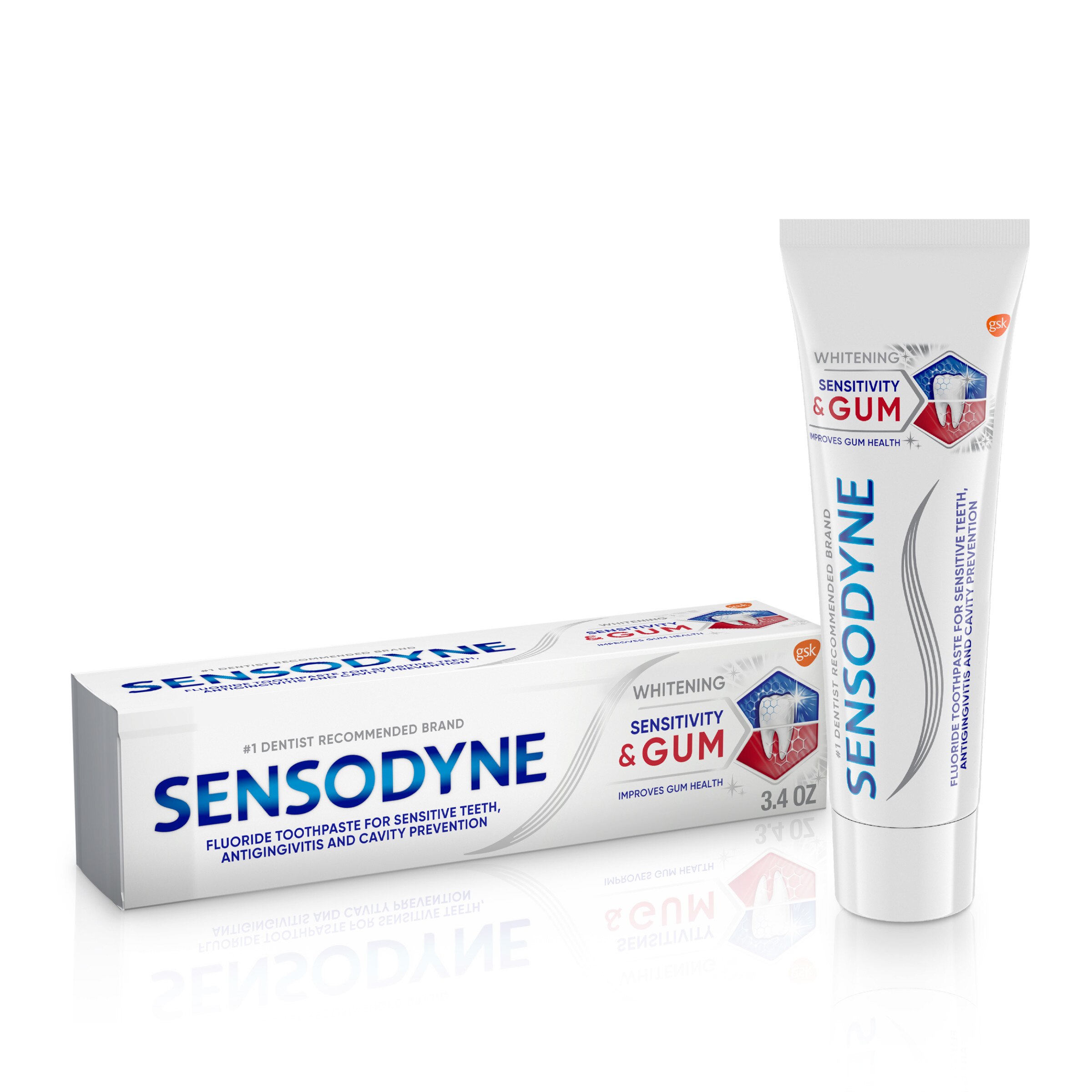 Sensodyne Sensitivity & Gum Whitening Fluoride Toothpaste for Sensitive Teeth, Antigingivitis, and Cavity Protection