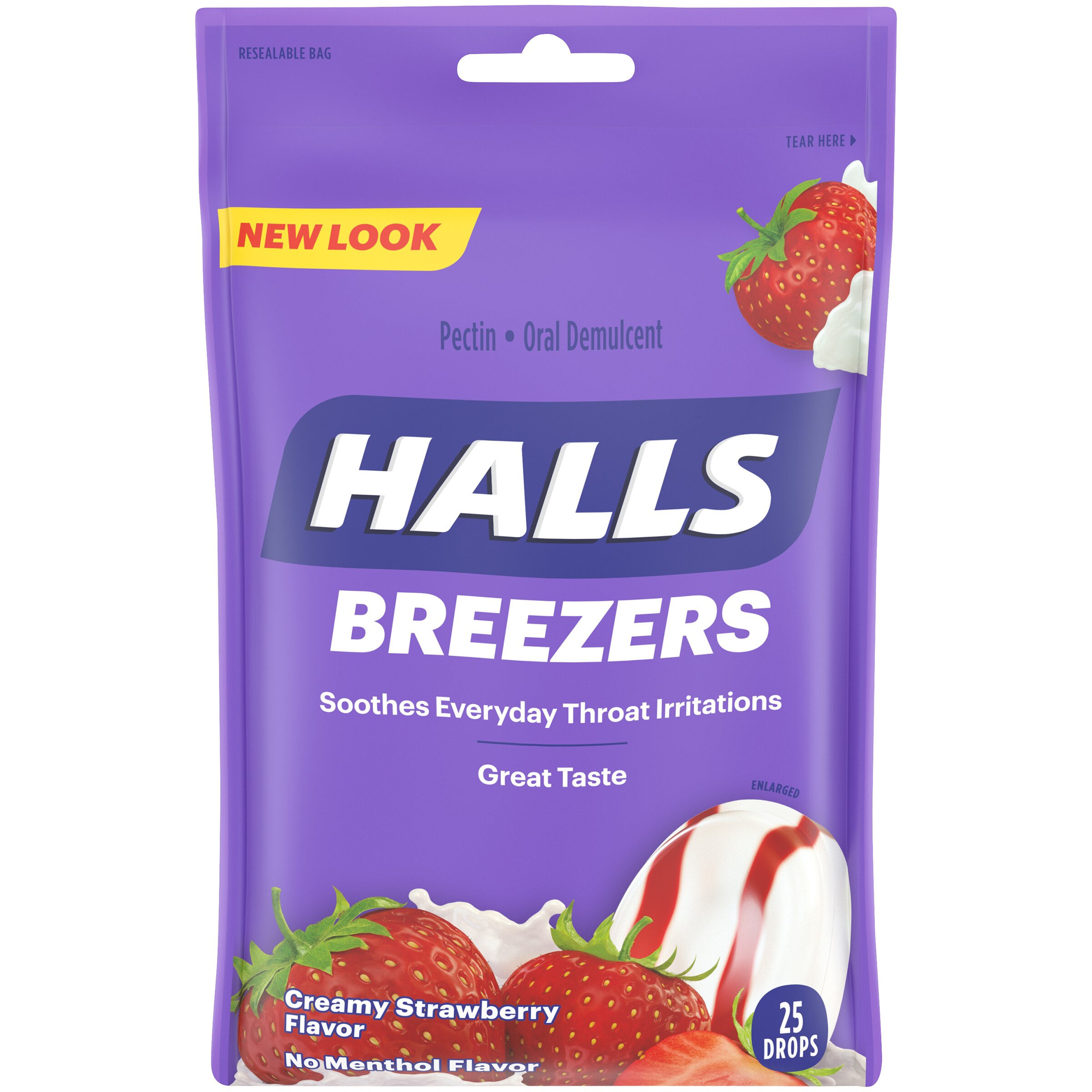 Halls Breezers Cough Drops, Creamy Strawberry