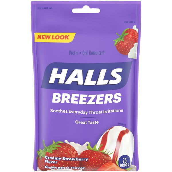 Halls Breezers Cough Drops, Creamy Strawberry