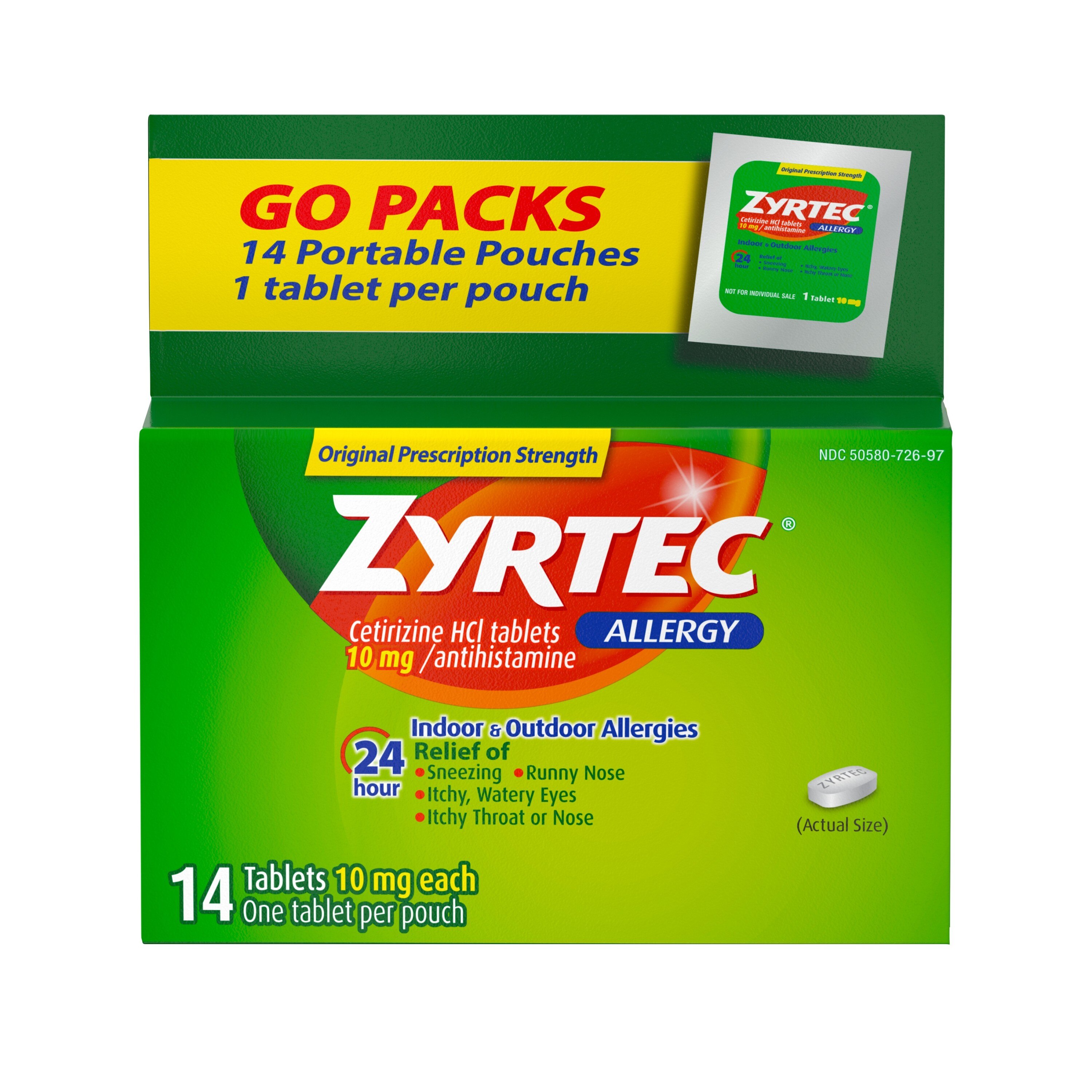 Zyrtec 24HR Allergy Relief Tablets, 10mg Cetirizine HCl