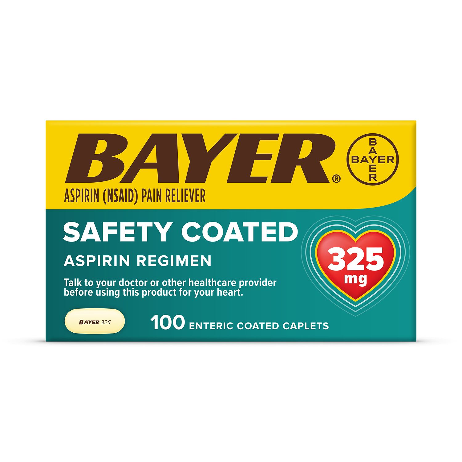 Bayer Aspirin 325 MG Enteric Coated Tablets, 100 CT