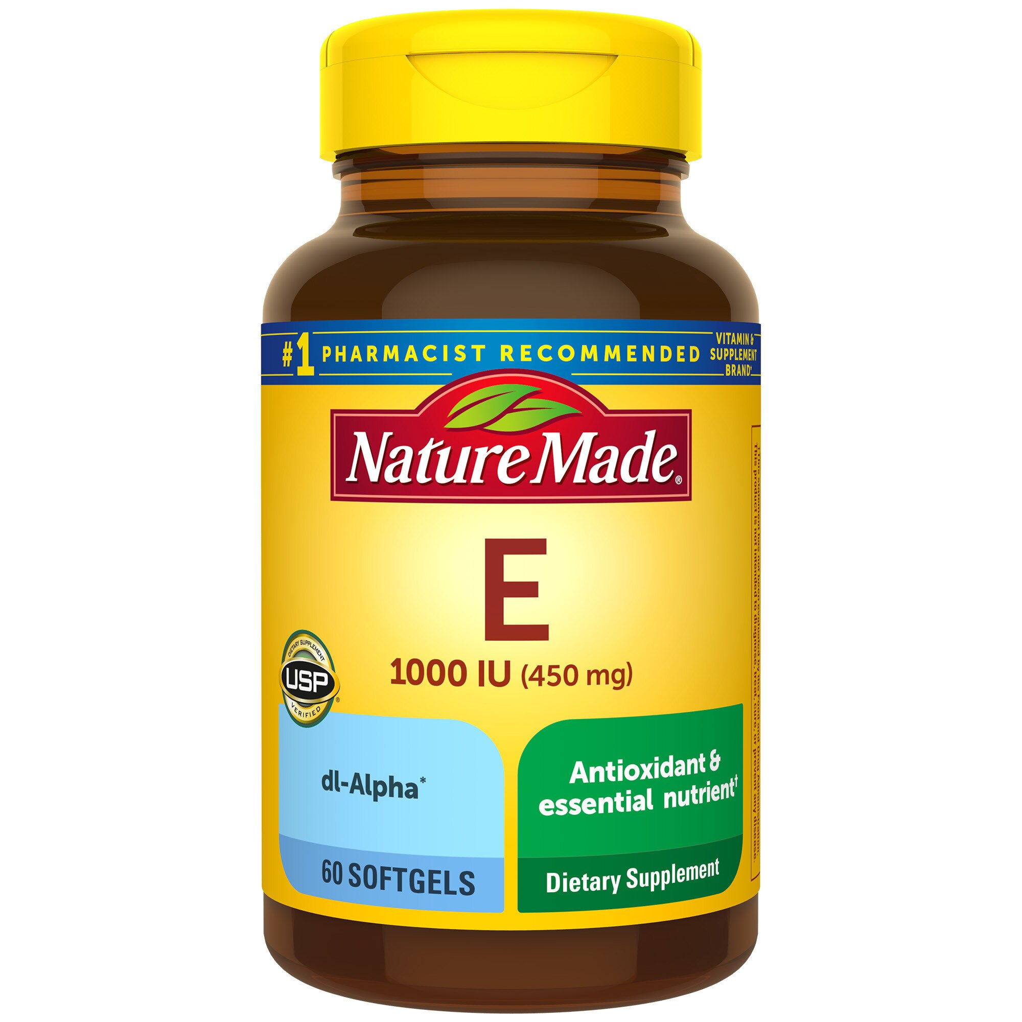 Nature Made Vitamin E 450 mg (1000 IU) dl-Alpha Softgels, 60 CT