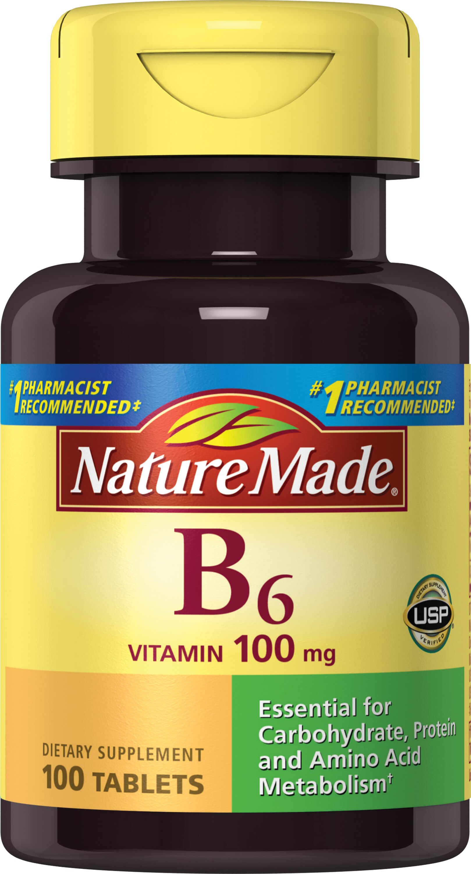 Nature Made Vitamin B6 100 mg Tablets, B6 Vitamins for Energy Metabolism Support, 100 CT