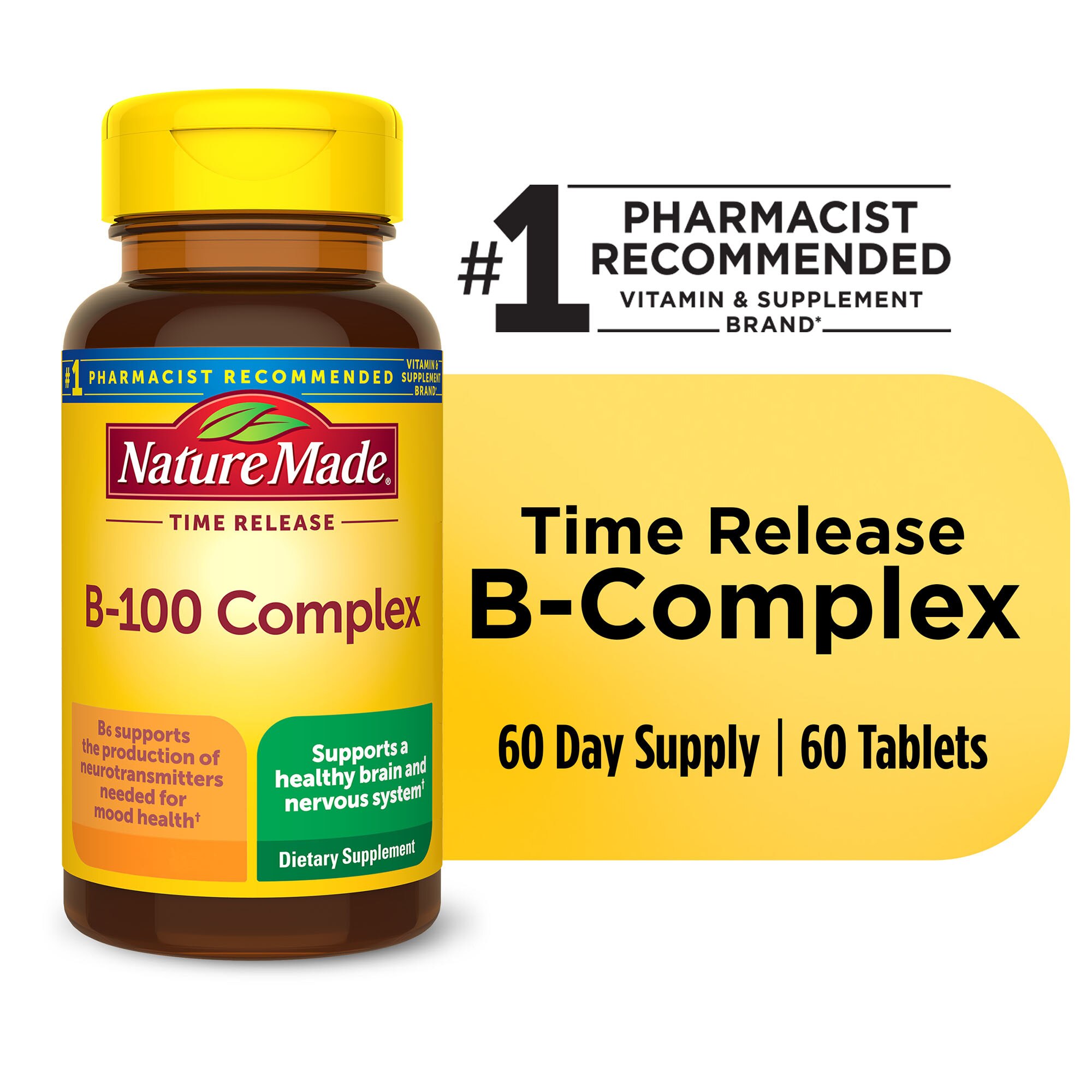 Nature Made Time Release B-100 B Complex Tablets, 60 CT