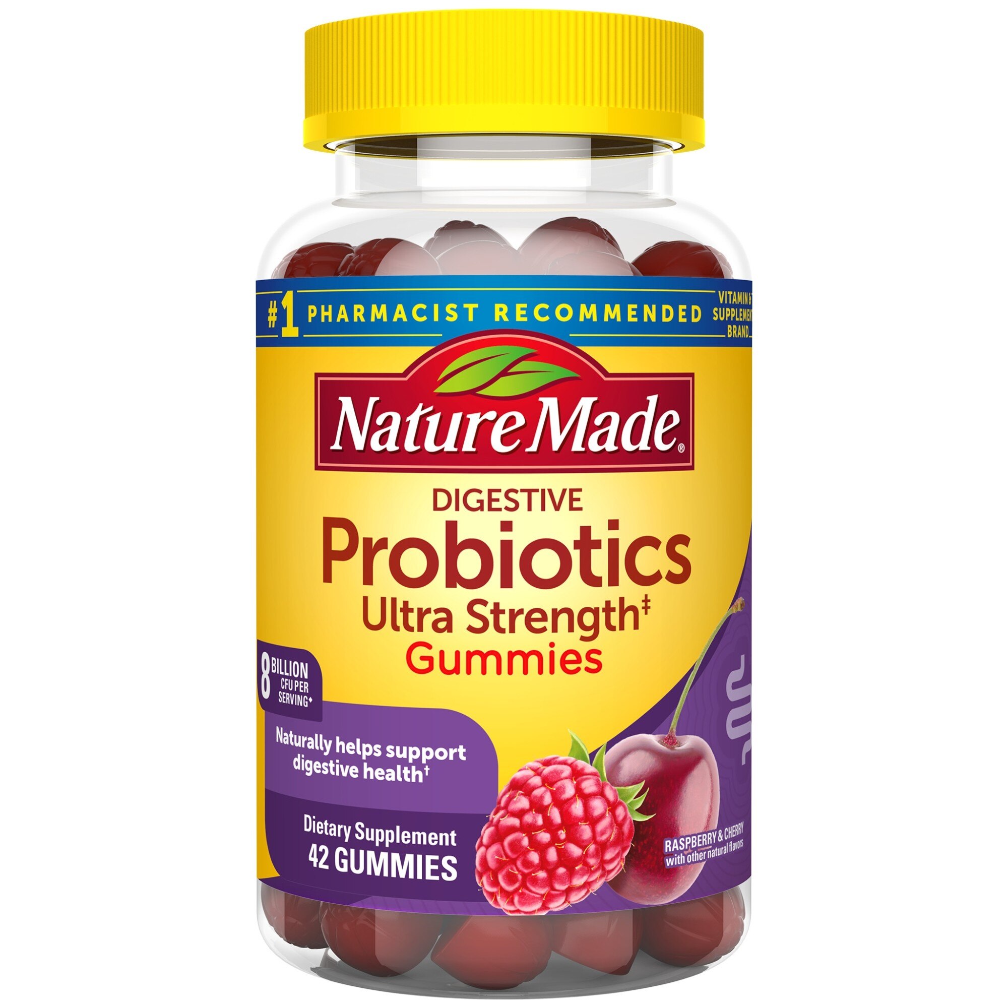 Nature Made Ultra Strength Digestive Probiotics for Women and Men, Probiotic Gummies, 42 CT