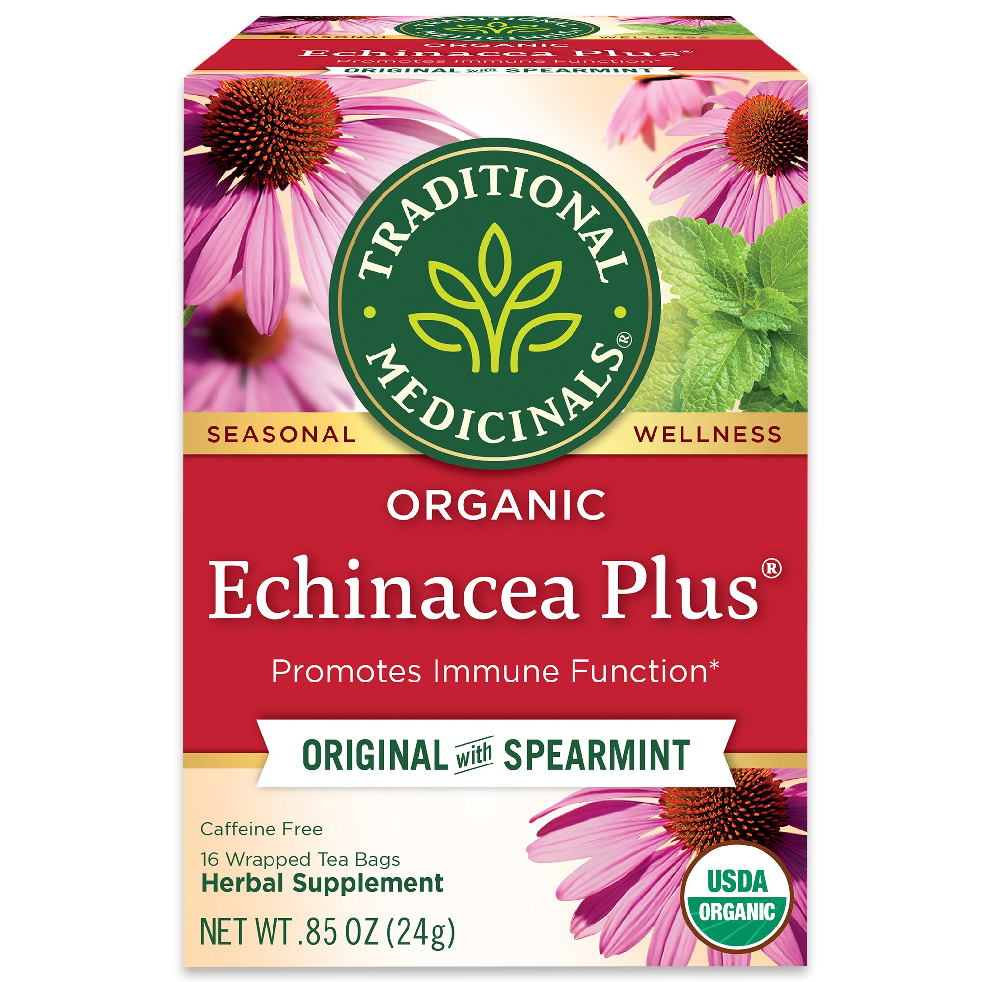 Traditional Medicinals Echinacea Plus Herbal Supplement, 16 ct