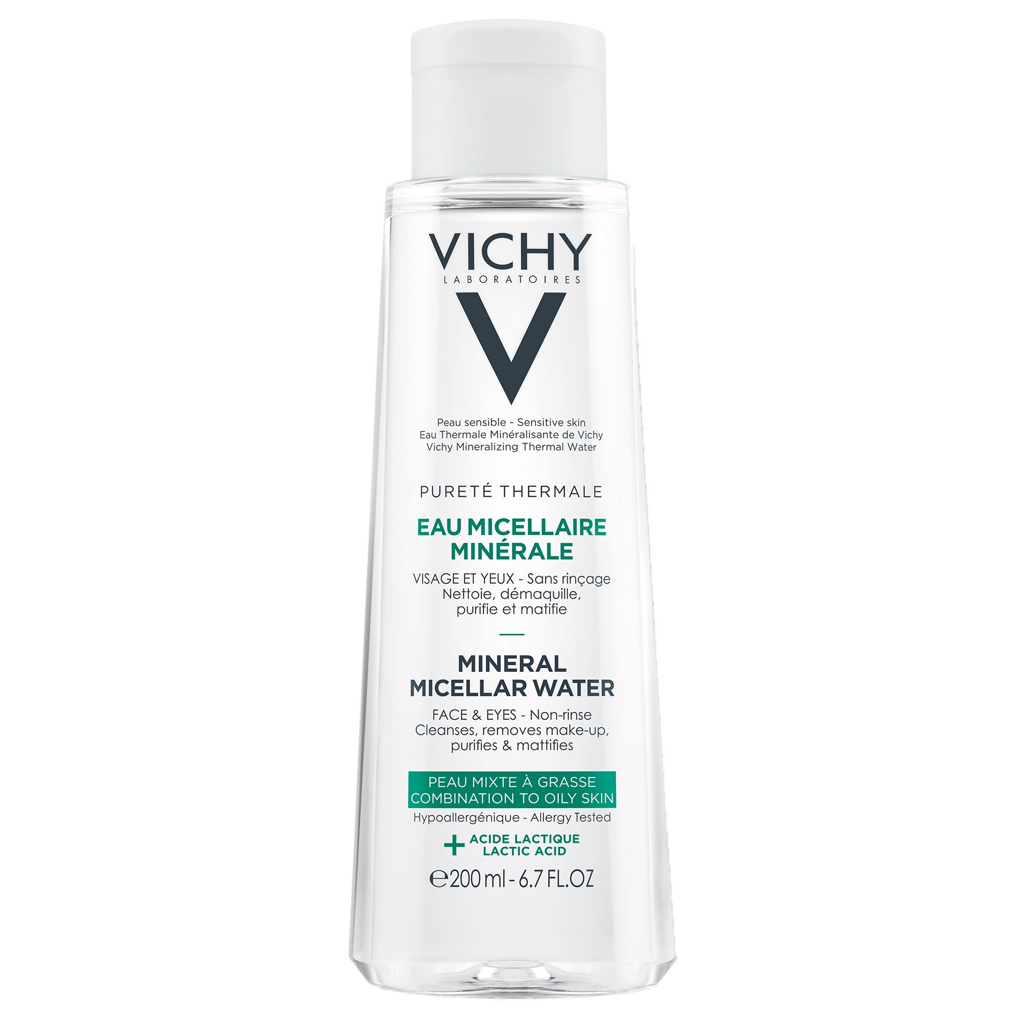 Vichy Purete Thermale Mineral Micellar Cleansing Water for Combination to Oily Skin, 6.76 OZ