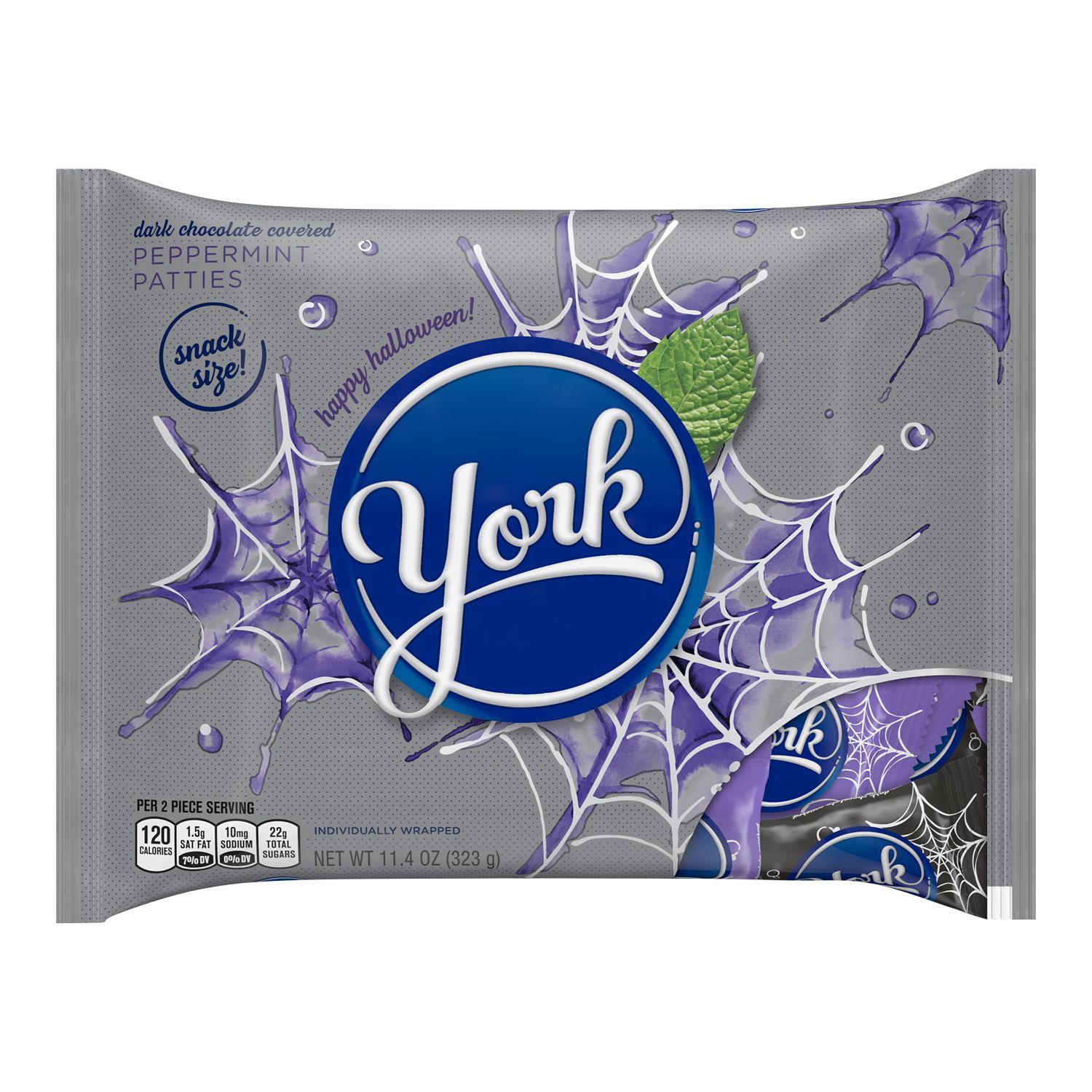 York, Dark Chocolate Peppermint Patties Halloween Snack Size Candy, 11.4 oz