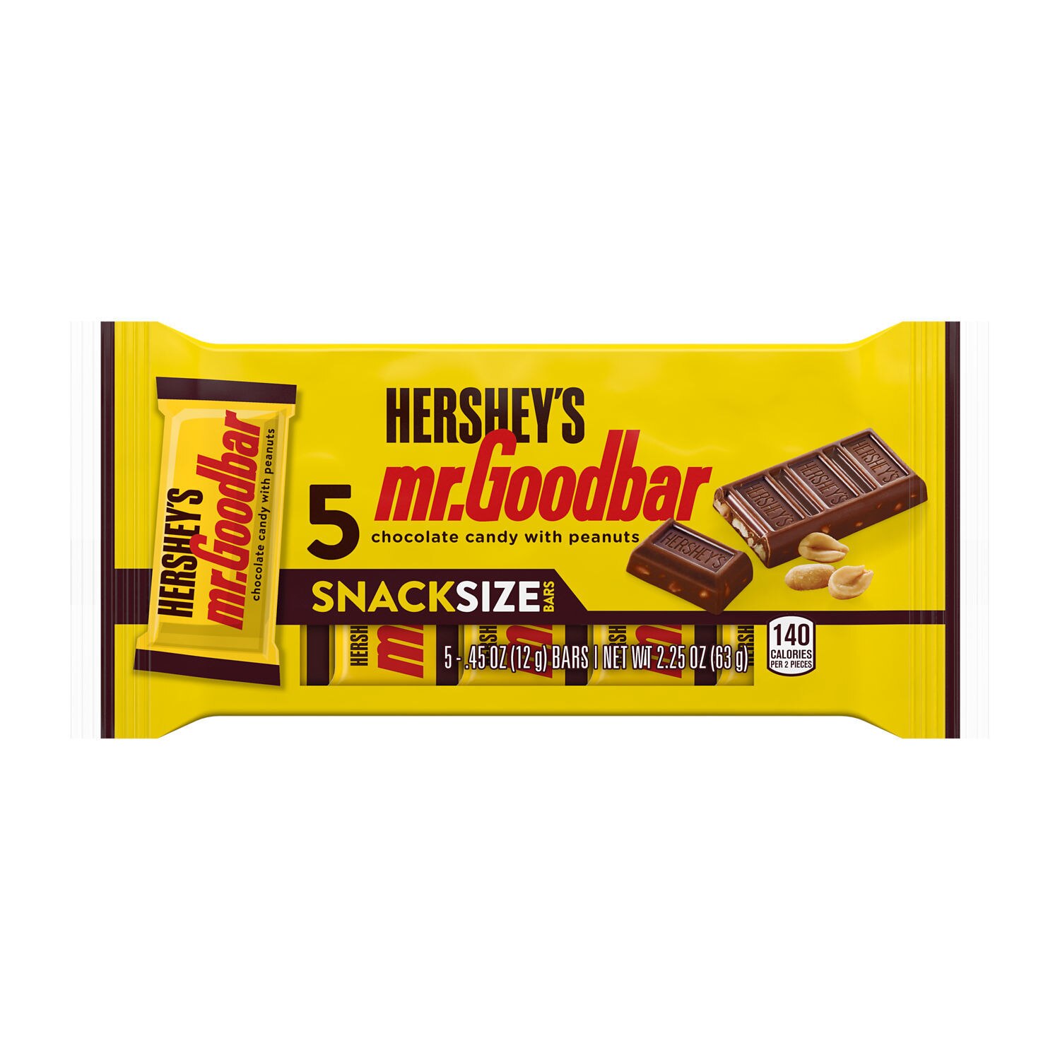 HERSHEY'S MR. GOODBAR Chocolate With Peanuts Snack Size, Candy Bars, 0.45 OZ (5 Count)