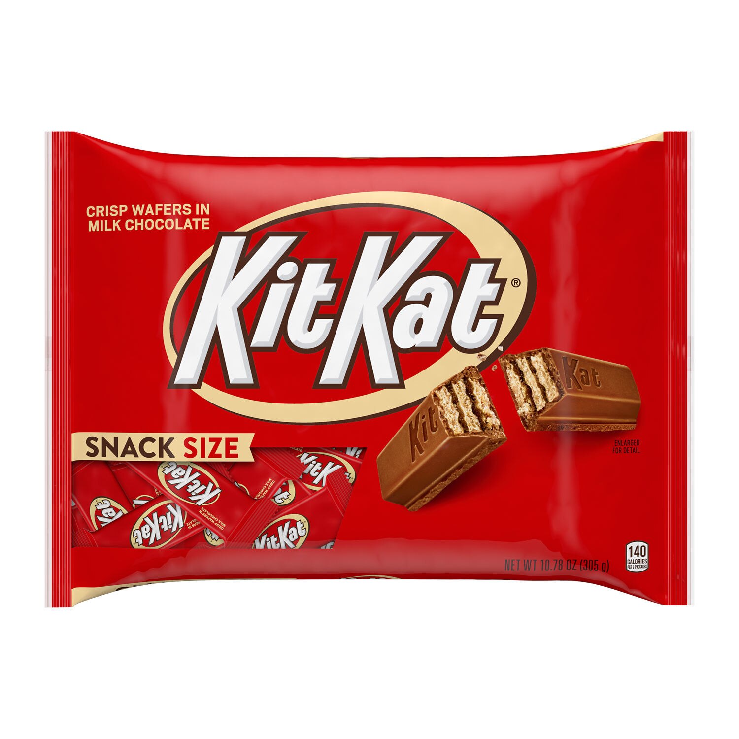 Kit Kat Milk Chocolate Wafer Snack Size, Candy Bag, 10.78 oz