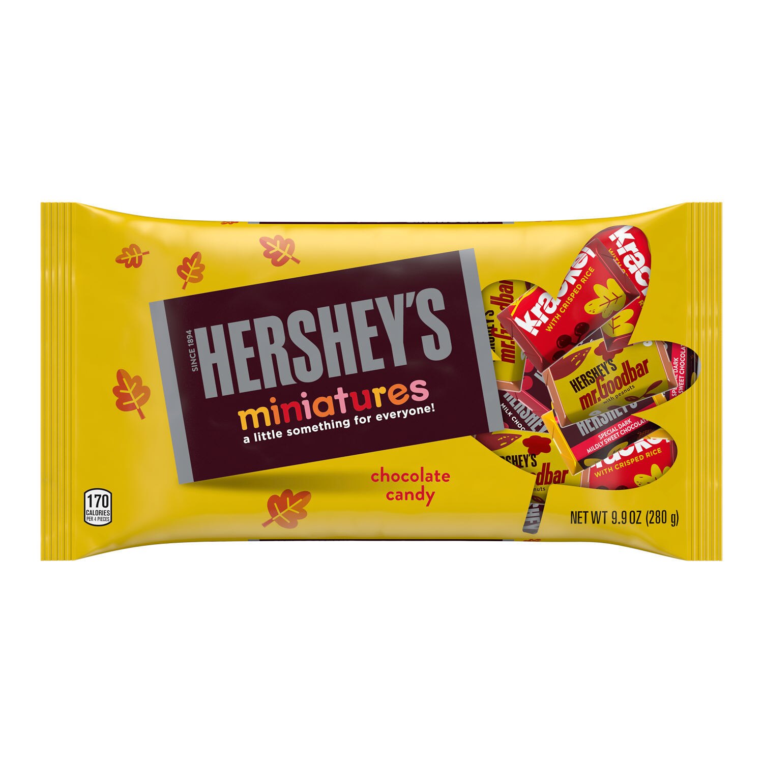 Hershey's, Assorted Milk and Dark Chocolate Miniatures, Halloween Candy Bars Bag, 9.9 Oz