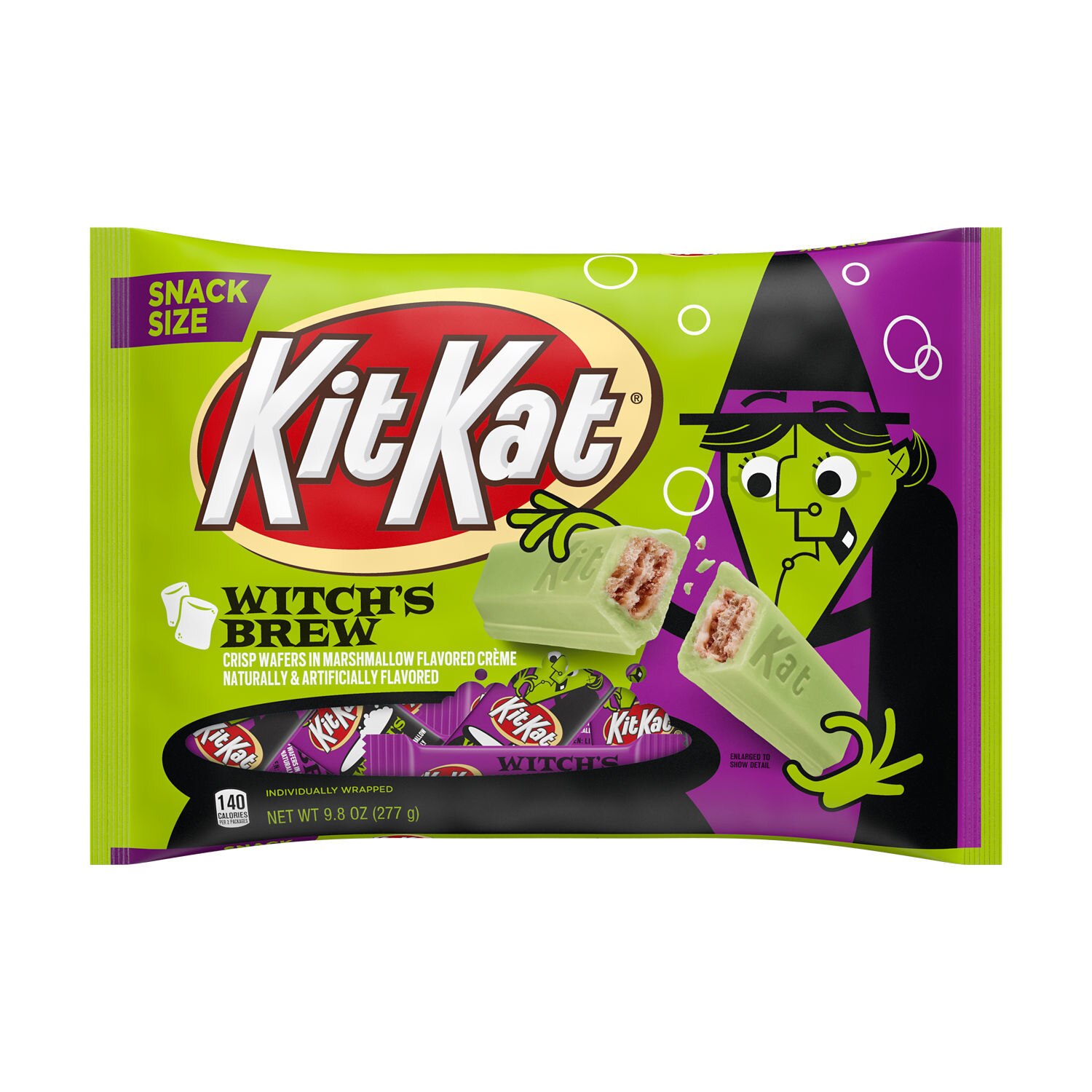 Kit Kat, Witch's Brew Marshmallow Creme Snack Size, Wafer Candy Bars Bag, 9.8 oz