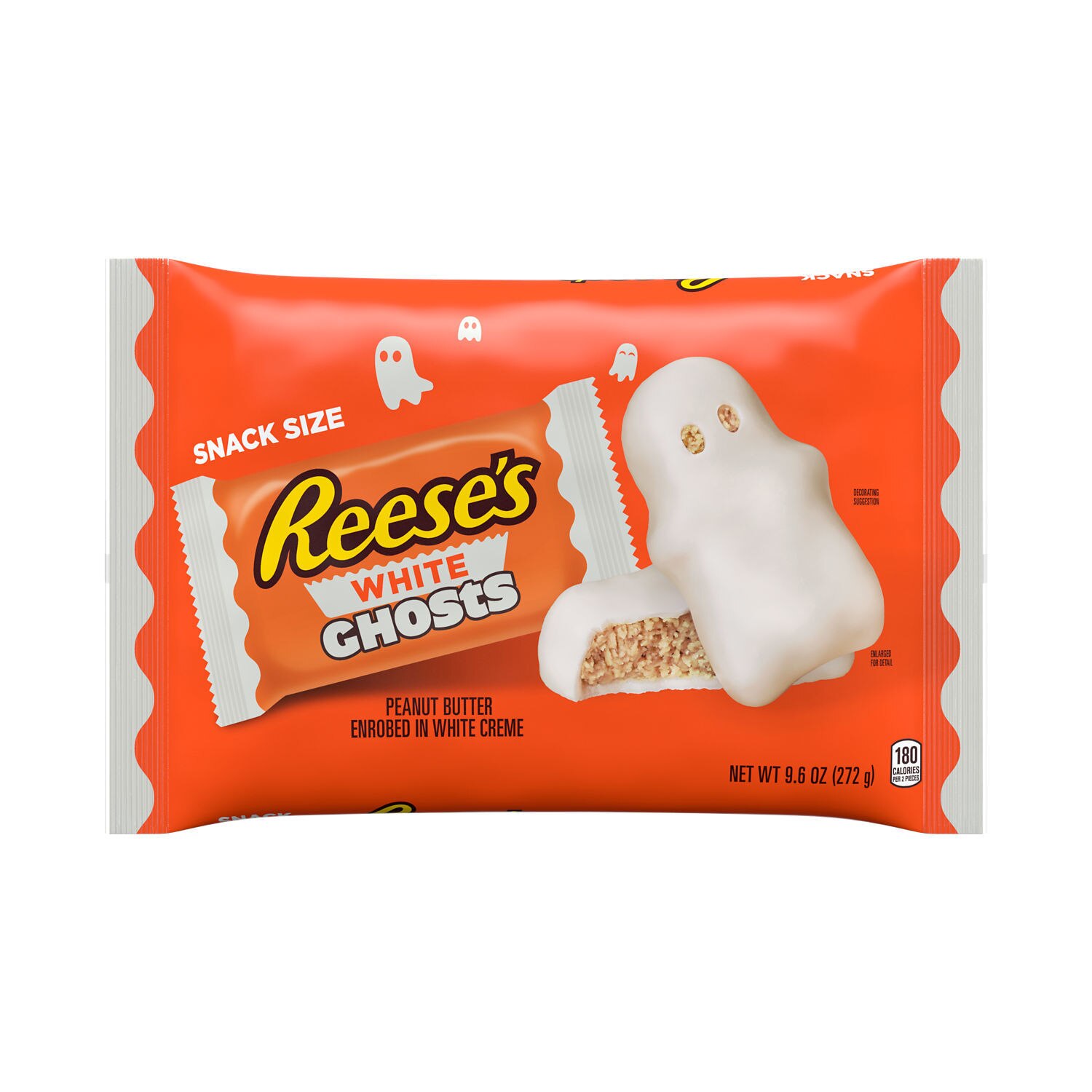 Reese's, White Creme Peanut Butter Snack Size White Ghosts, Candy Bag, 9.6 oz