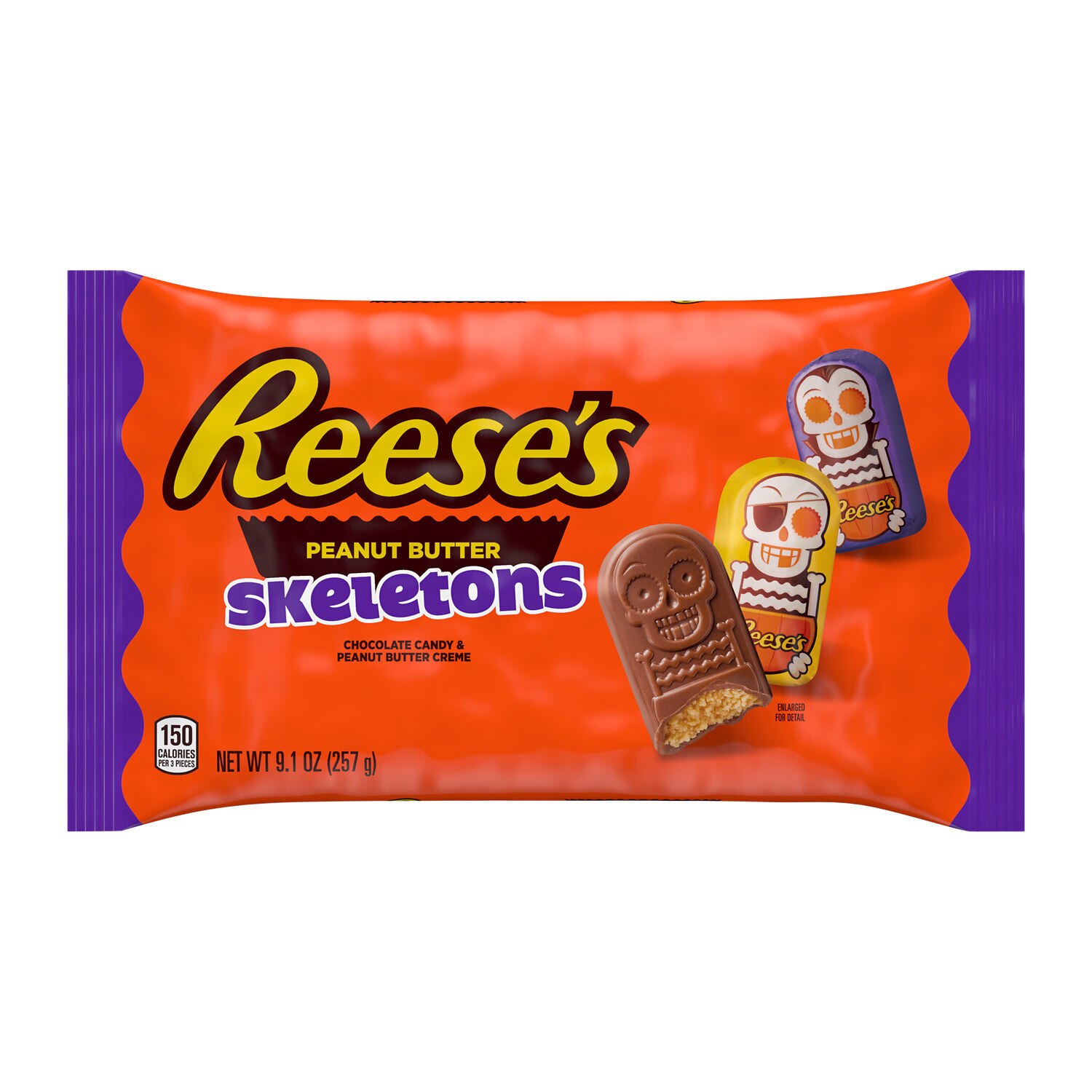 Reese's Milk Chocolate Peanut Butter Skeletons, Halloween Candy Bag, 9.1 oz