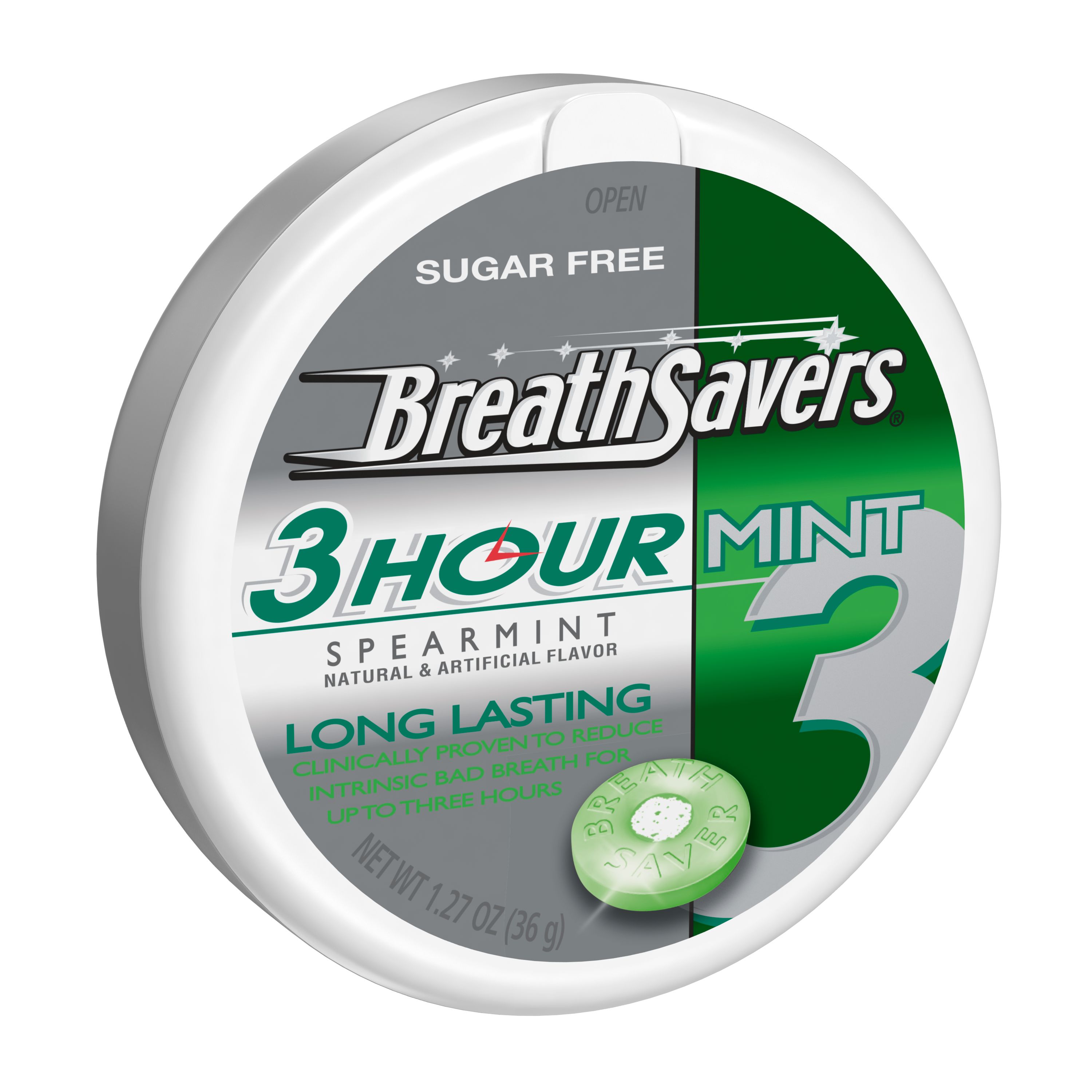 Breath Savers 3 Hour Spearmint Mints with Neutrazin, 1.27 oz