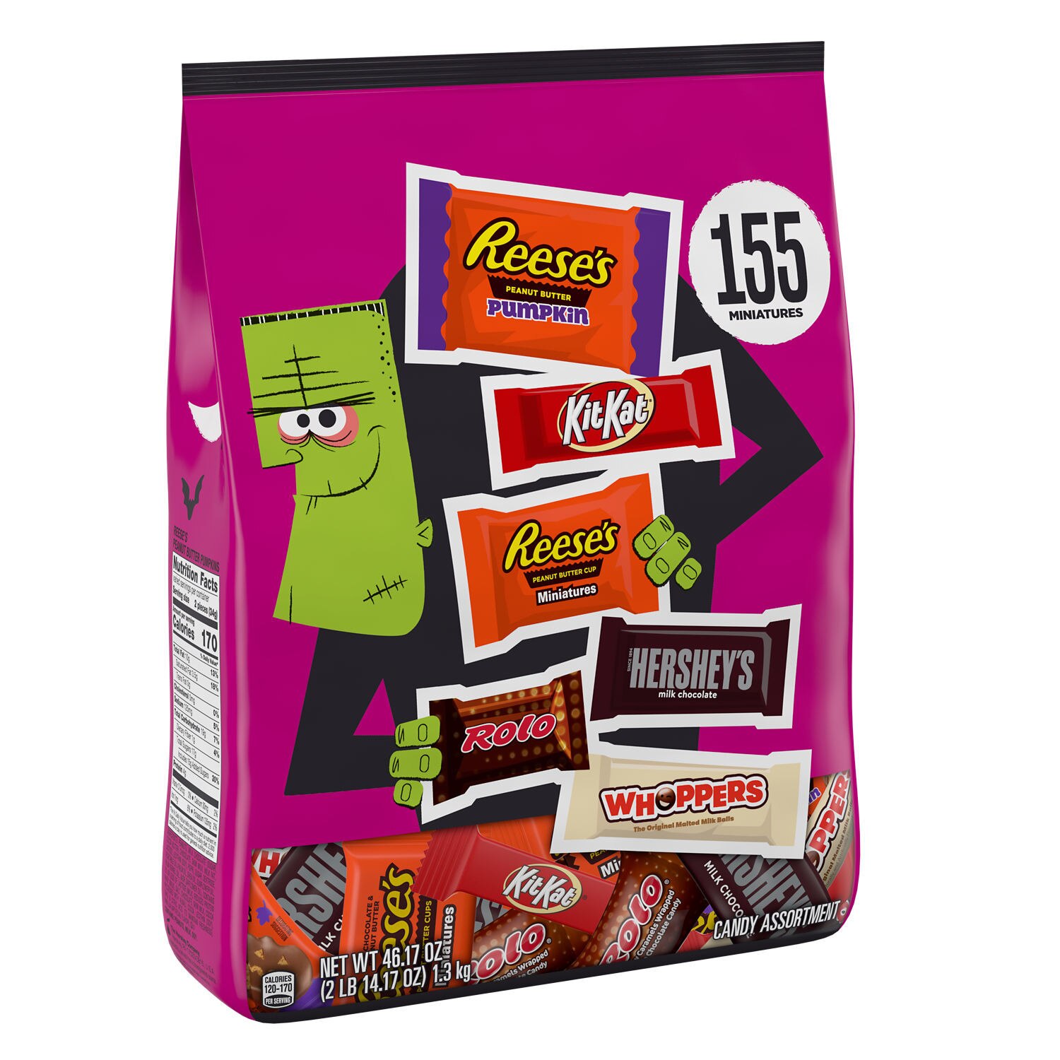 Hershey, Assorted Chocolate Flavors Miniatures, Candy Bulk Bag, 125 ct, 39.43 oz