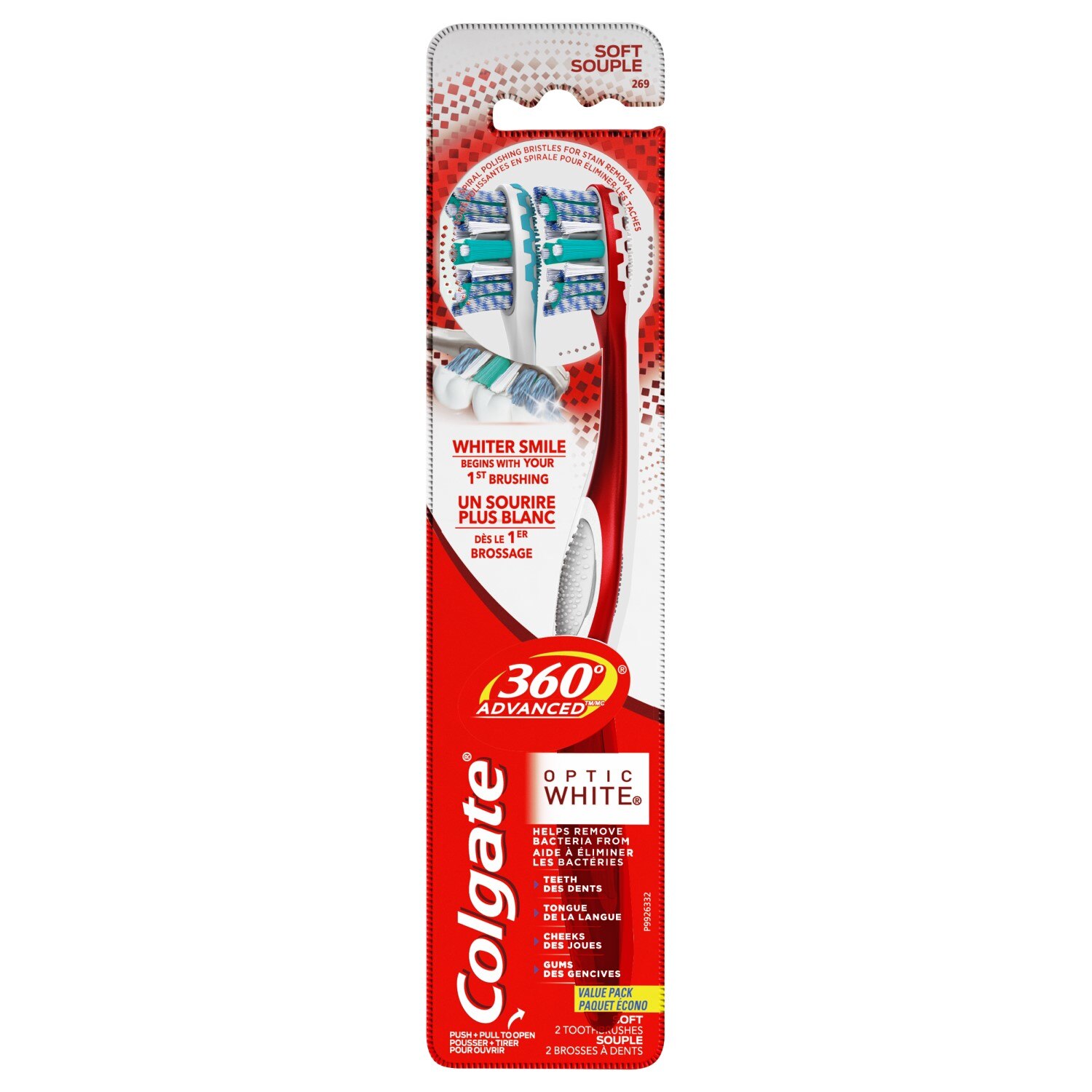 Colgate 360 Advanced Optic White Toothbrush, Soft Bristle