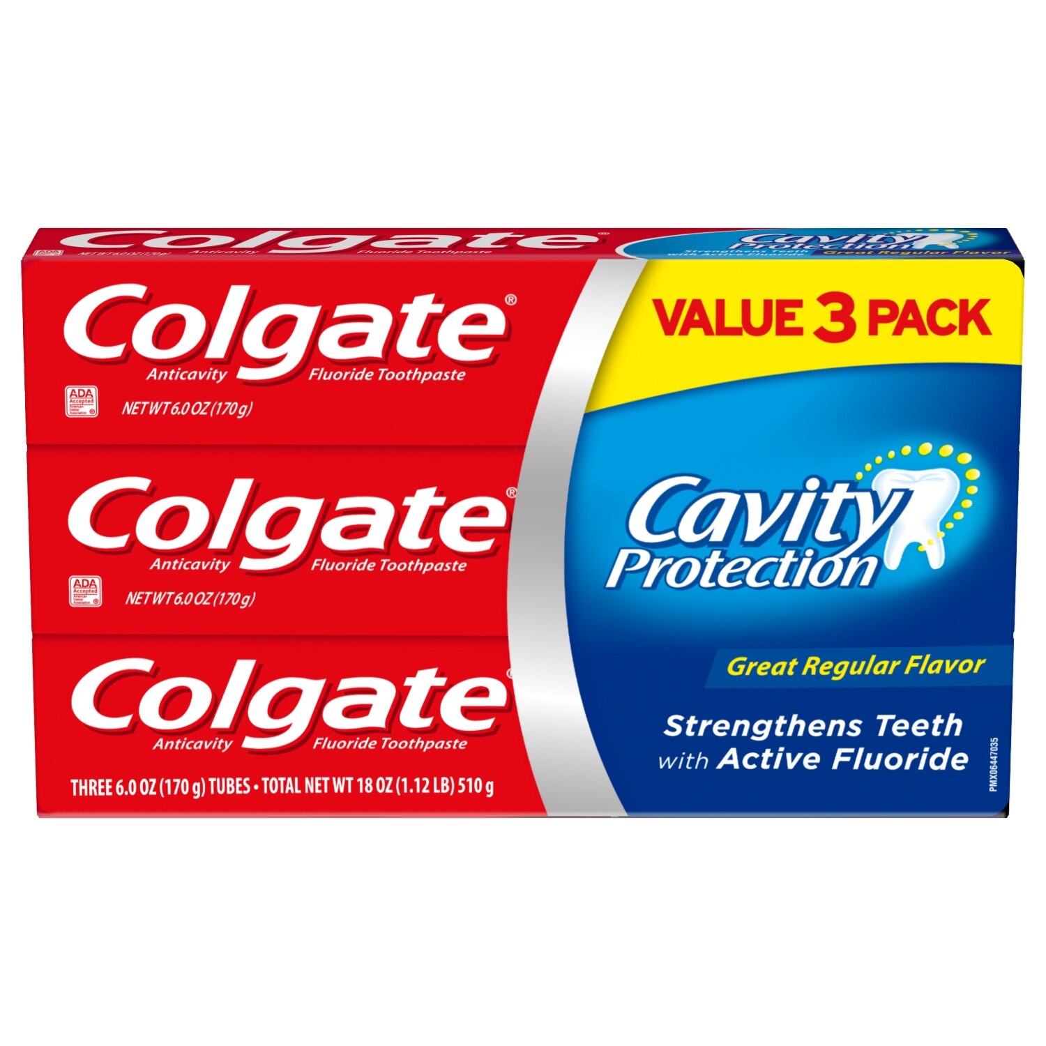 Colgate Cavity Protection Toothpaste with Fluoride, Great Regular Flavor - 6 Ounce, 3 pack