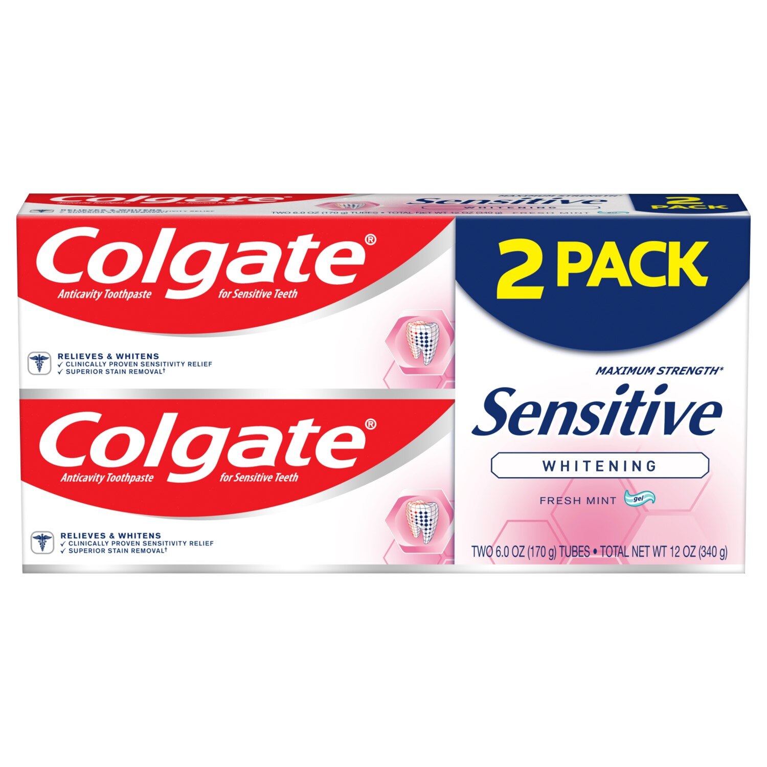 Colgate Sensitive Anticavity Whitening Toothpaste, Fresh Mint