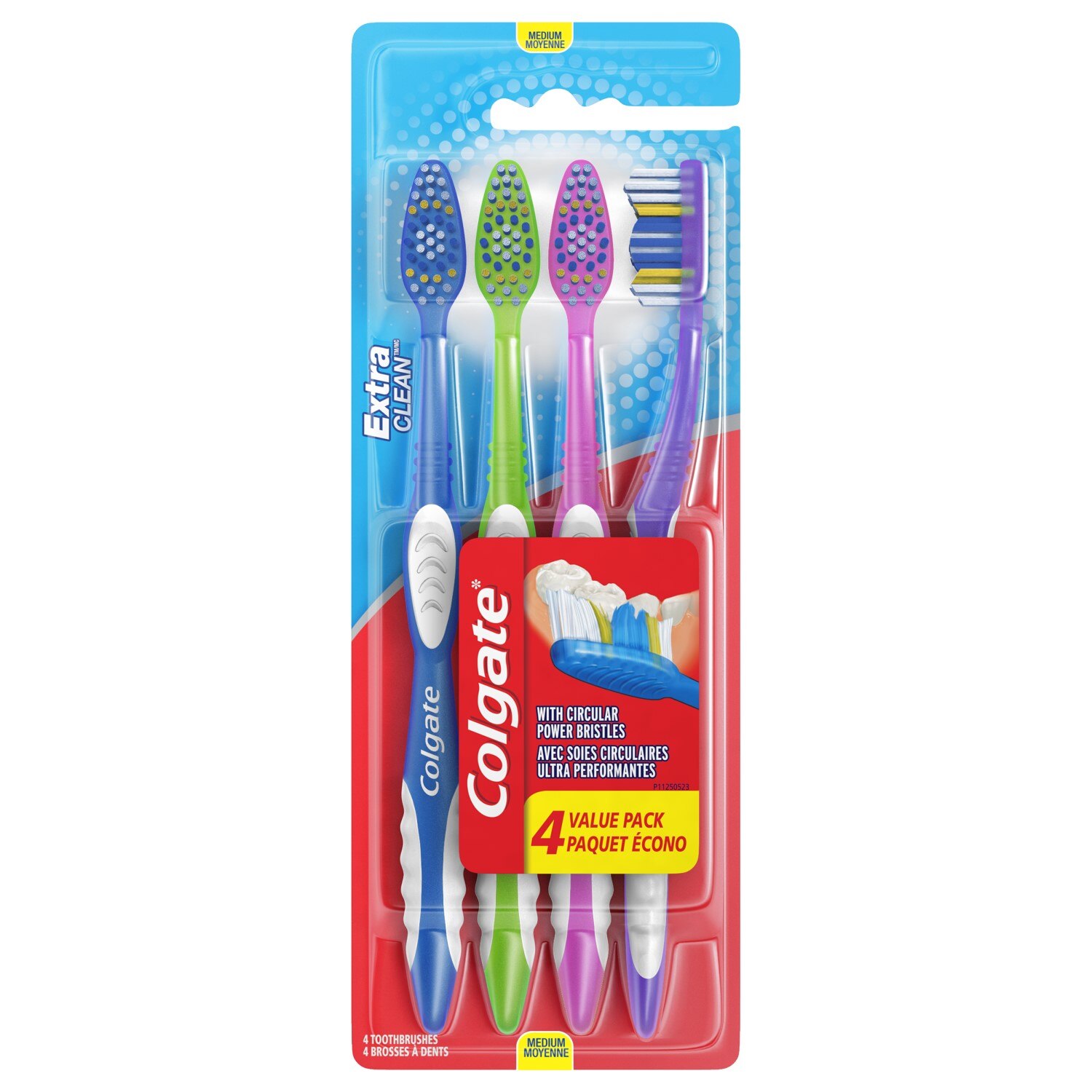 Colgate Extra Clean Toothbrush, Medium Bristle, 4 pack