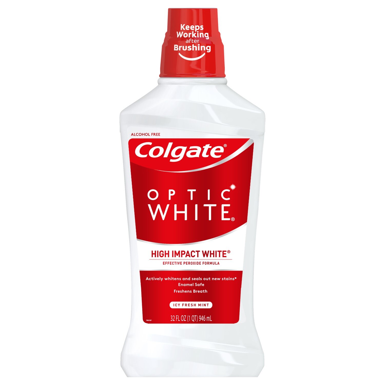 Colgate Optic White High Impact Mouthwash, Alcohol-Free, Icy Fresh Mint