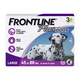 FRONTLINE Plus For Dogs Flea & Tick Large Breed Dog Spot Treatment, 45 - 88 lbs, 3 ct, thumbnail image 1 of 3