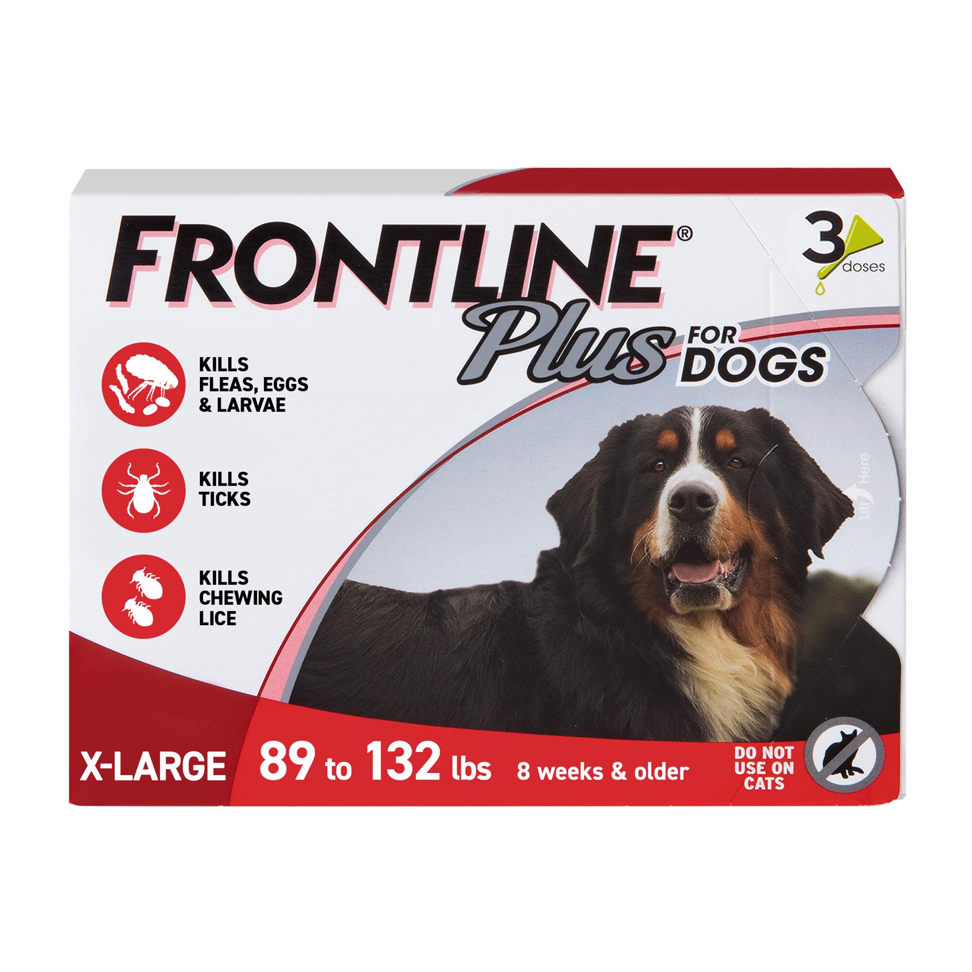 FRONTLINE Plus For Dogs Flea & Tick X-Large Breed Dog Spot Treatment, 89 - 132 lbs, 3 ct