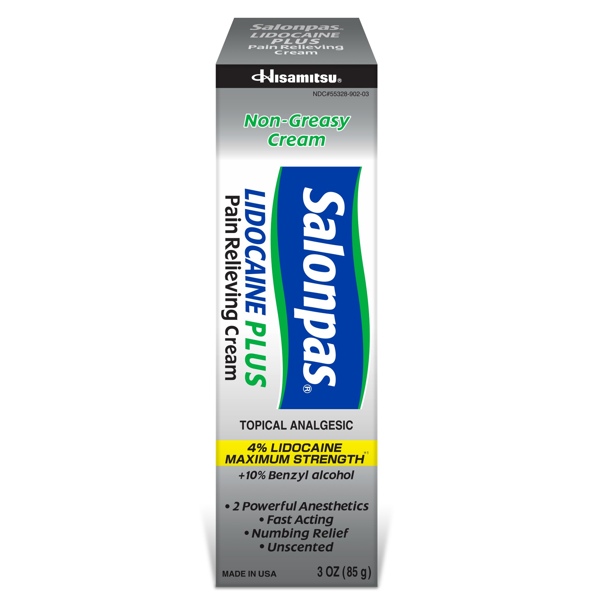 Salonpas Lidocaine Plus Pain Relieving Cream, 3 OZ