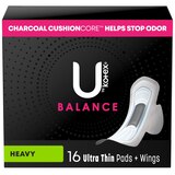 U by Kotex CleanWear Ultra Thin Pads with Wings, Heavy Flow, Fragrance-Free, 16 Count, thumbnail image 1 of 9