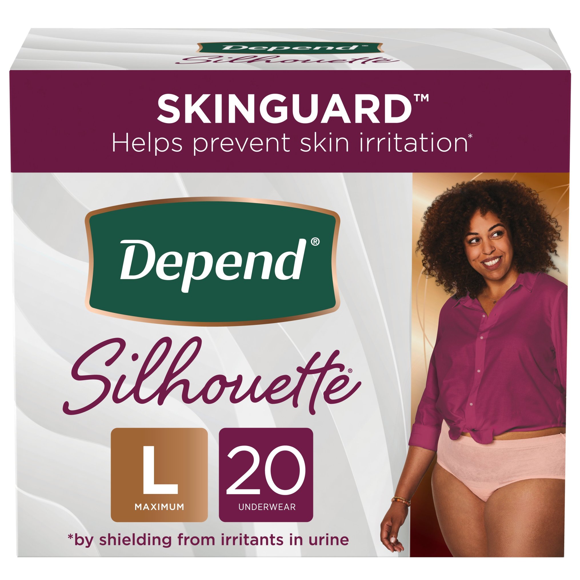 Depend Silhouette Adult Incontinence and Postpartum Underwear for Women Maximum Absorbency