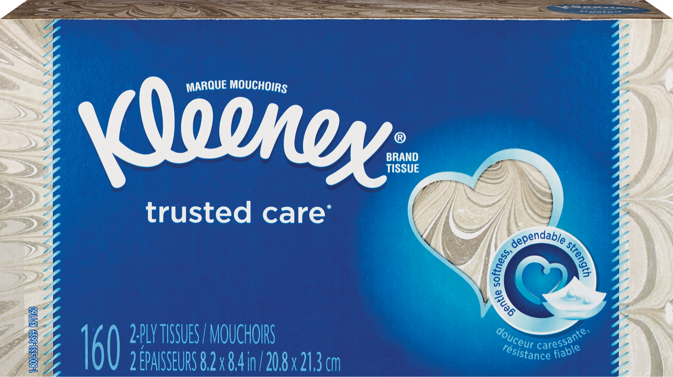 Kleenex Trusted Care Everyday Facial Tissues, 1 Flat Box (160 tissues)