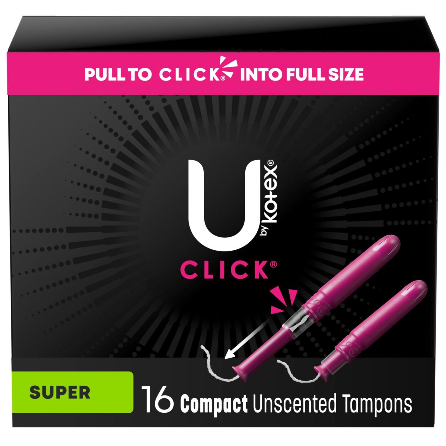 U by Kotex Click Compact Tampons, Unscented, Super