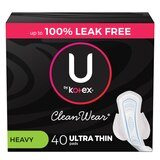 U by Kotex CleanWear Ultra Thin Pads with Wings, Unscented, Heavy, thumbnail image 1 of 7