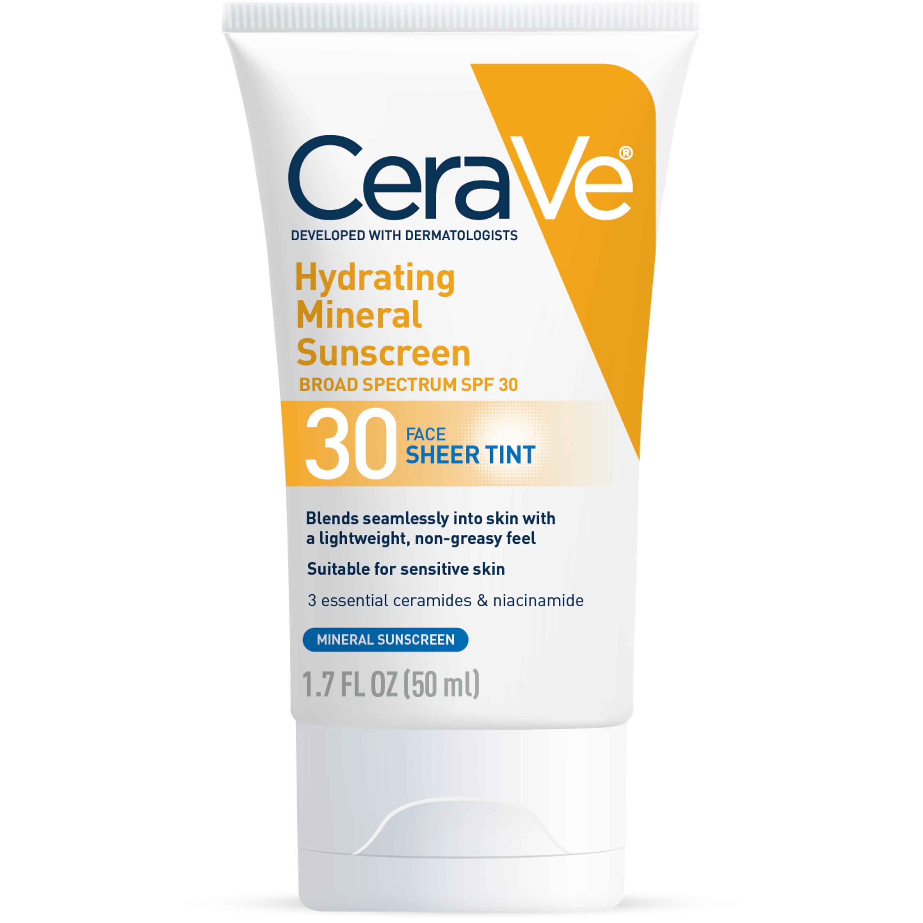 CeraVe Tinted Sunscreen for Face SPF 30, Mineral Sunscreen