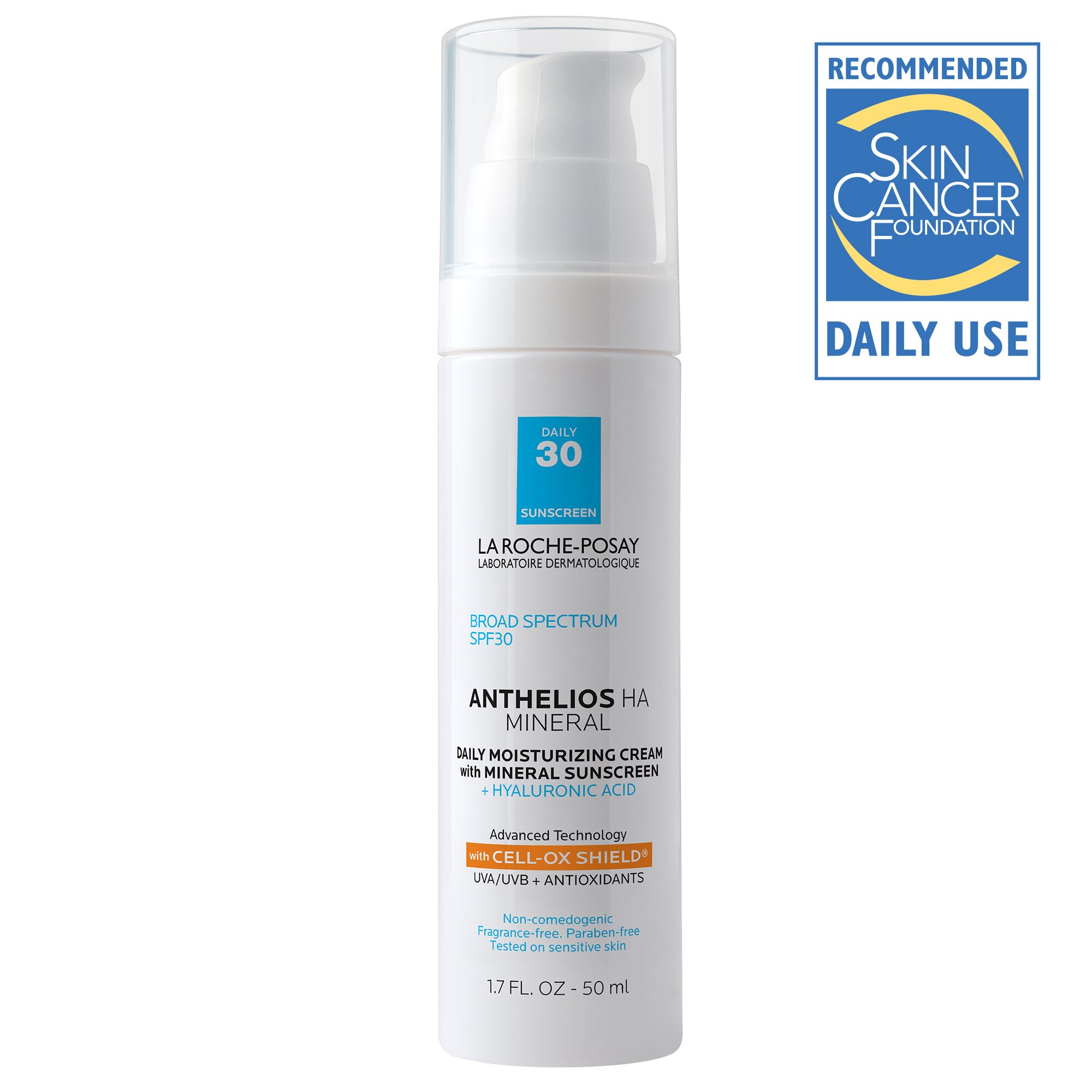 La Roche-Posay Anthelios Mineral Sunscreen Moisturizer SPF 30 + Hyaluronic Acid, 1.7 OZ