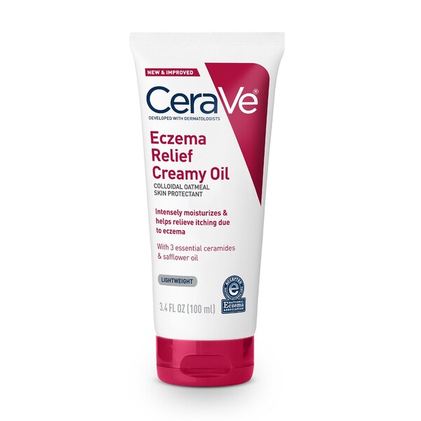 Cerave Eczema Relief Creamy Oil, Lightweight Body Moisturizing Lotion for Eczema Skin with Colloidal Oatmeal, 3.4 oz