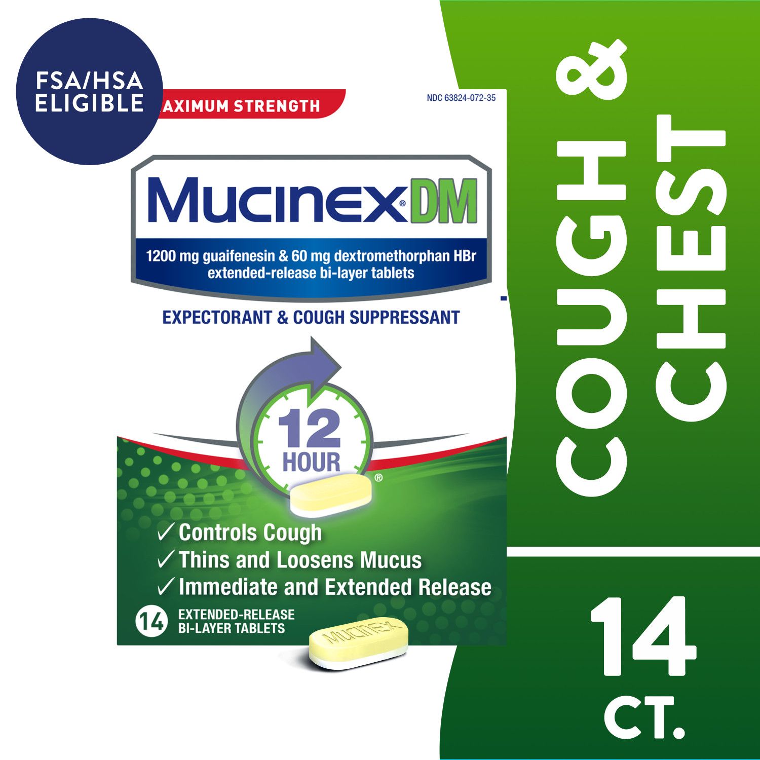 Mucinex DM Maximum Strength 12HR Expectorant and Cough Suppressant Tablets