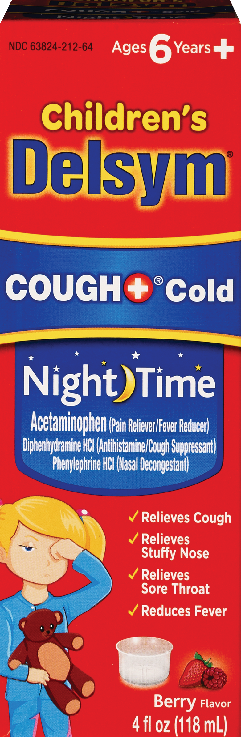 Delsym Children's Cough + Cold Nighttime Relief, Berry, 4 OZ